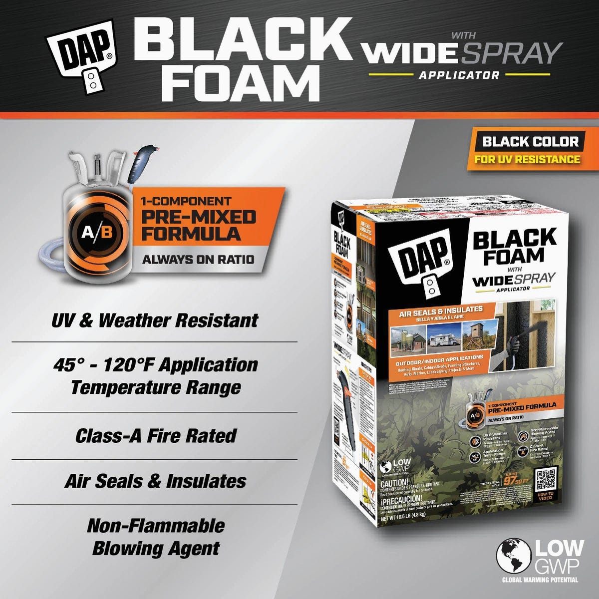 DAP 10-1/2 Lb. Black Insulating Foam with Widespray Applicator