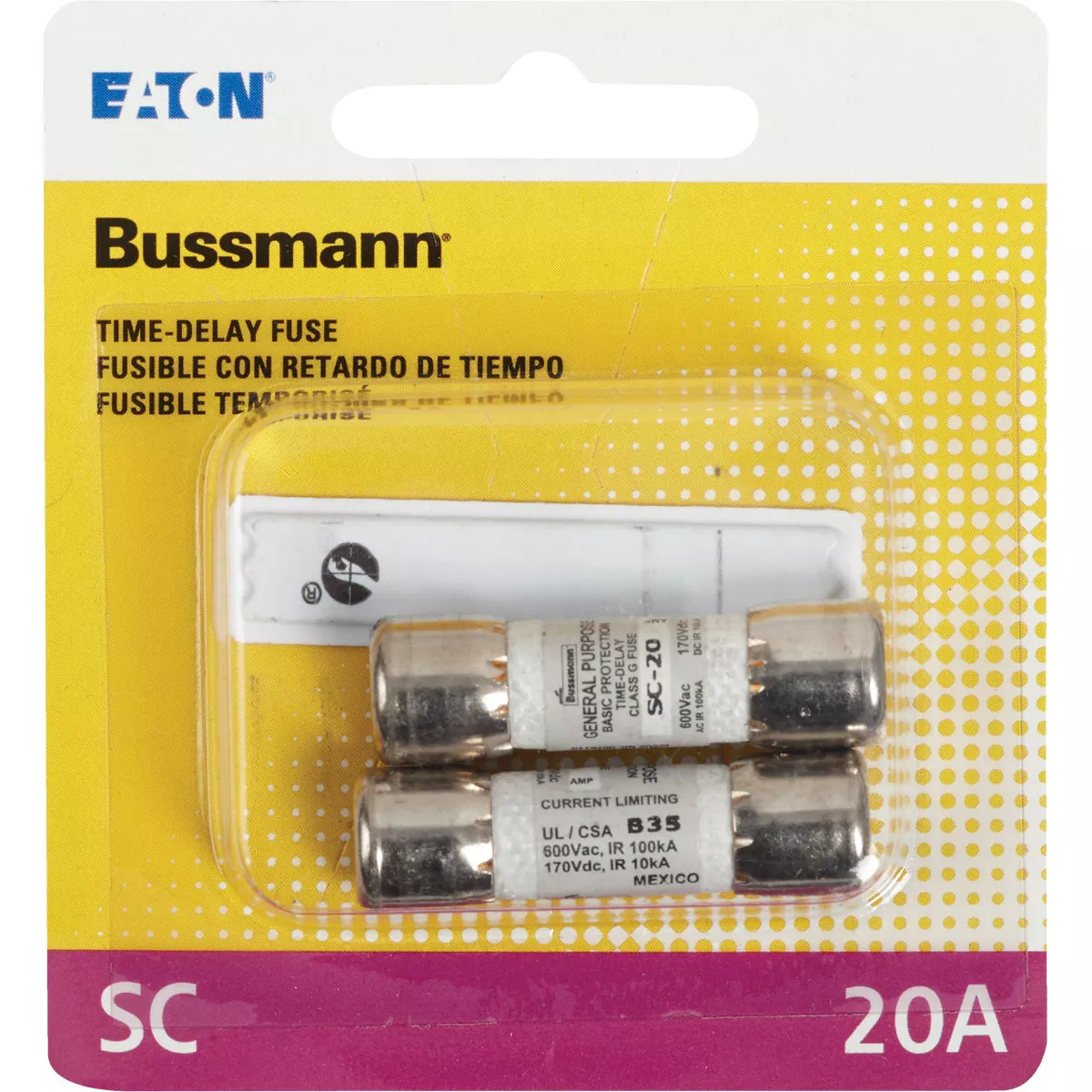 Bussmann 20A Midget Cartridge Time Delay Cartridge Fuse (2-Pack)