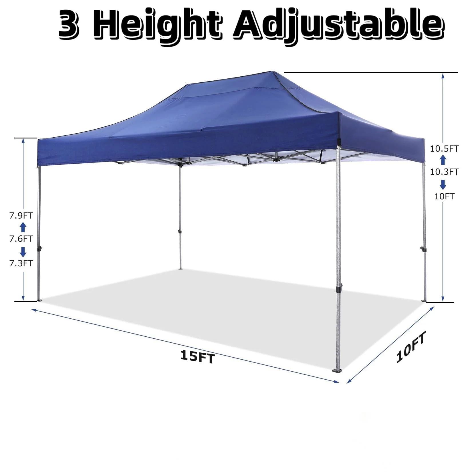 COBIZI 10x15 Heavy Duty Pop up Canopy Tent with 4 Sidewalls,Outdoor Waterproof Canopy Tent Event Shelter for Parties, Commercial-Series, Blue - Image 3