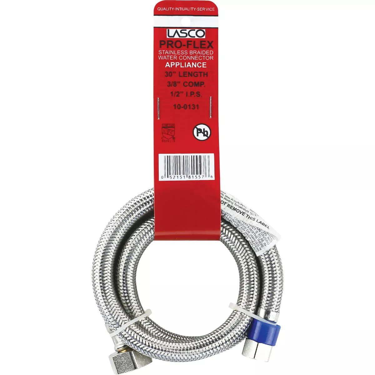 Lasco 3/8 In. C x 1/2 In. FIP x 30 In. L Stainless Steel Braided Supply Faucet Connector