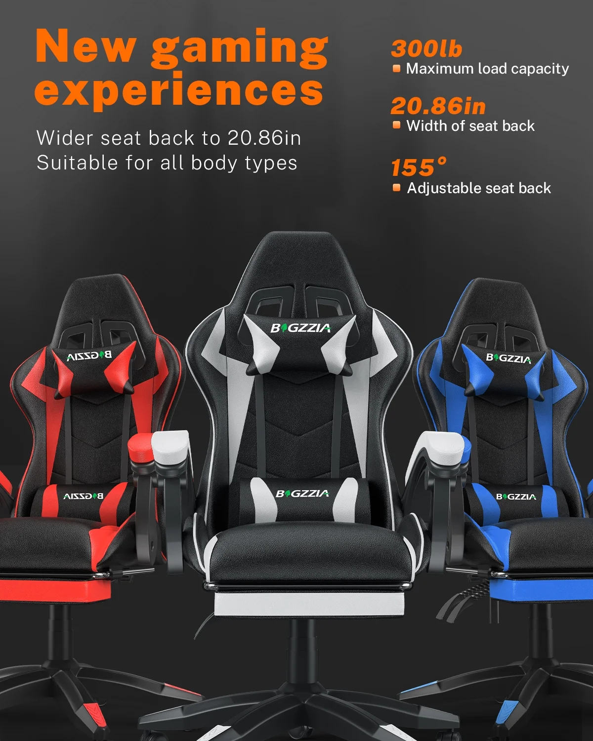Bigzzia Gaming Chair with Footrest, Gaming Chair for Adult with Headrest and Lumbar Support,Red - Image 22