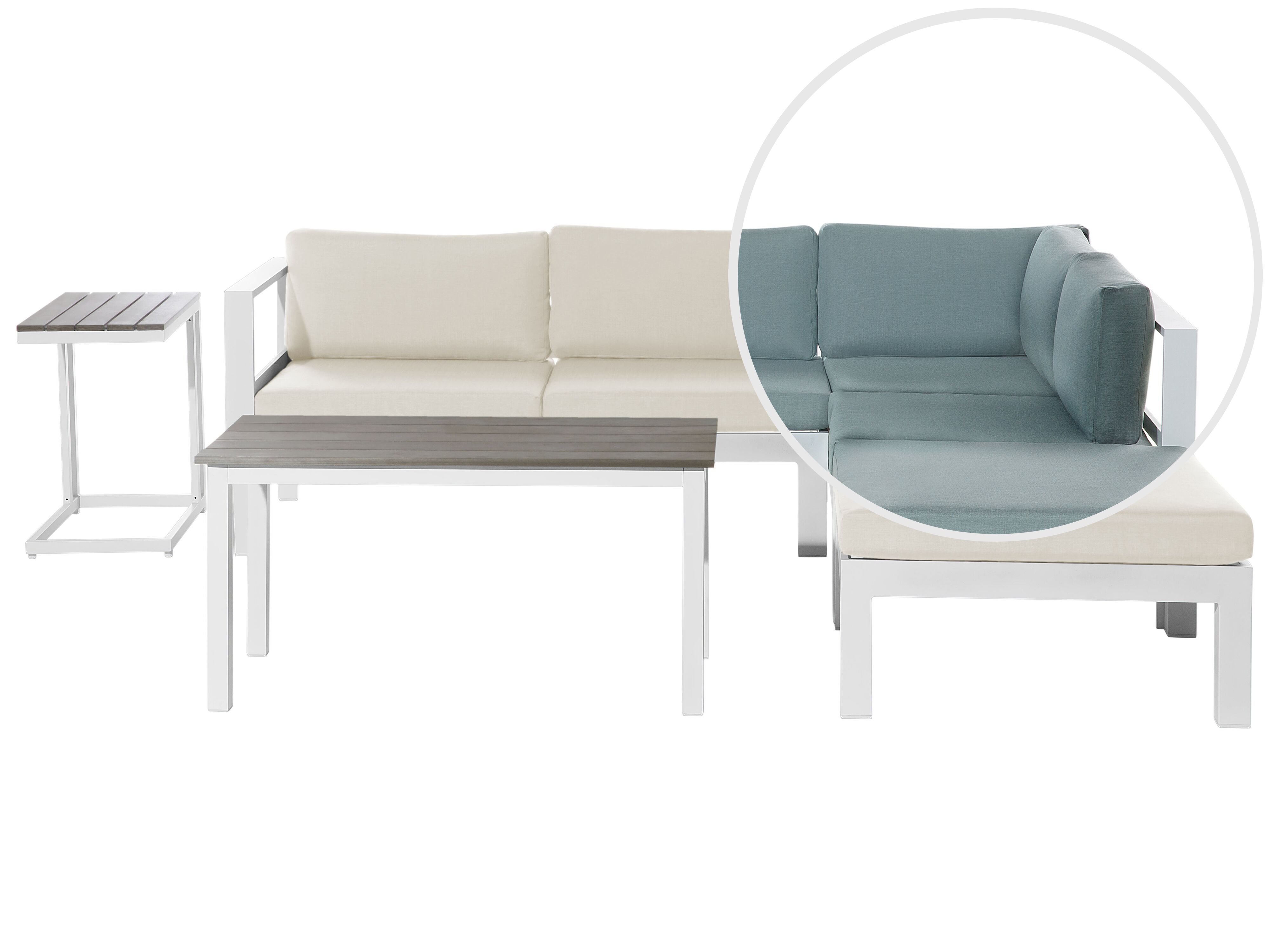 Garden Corner Sofa with Table 5 Seater MESSINA Left Hand Beige/ Green