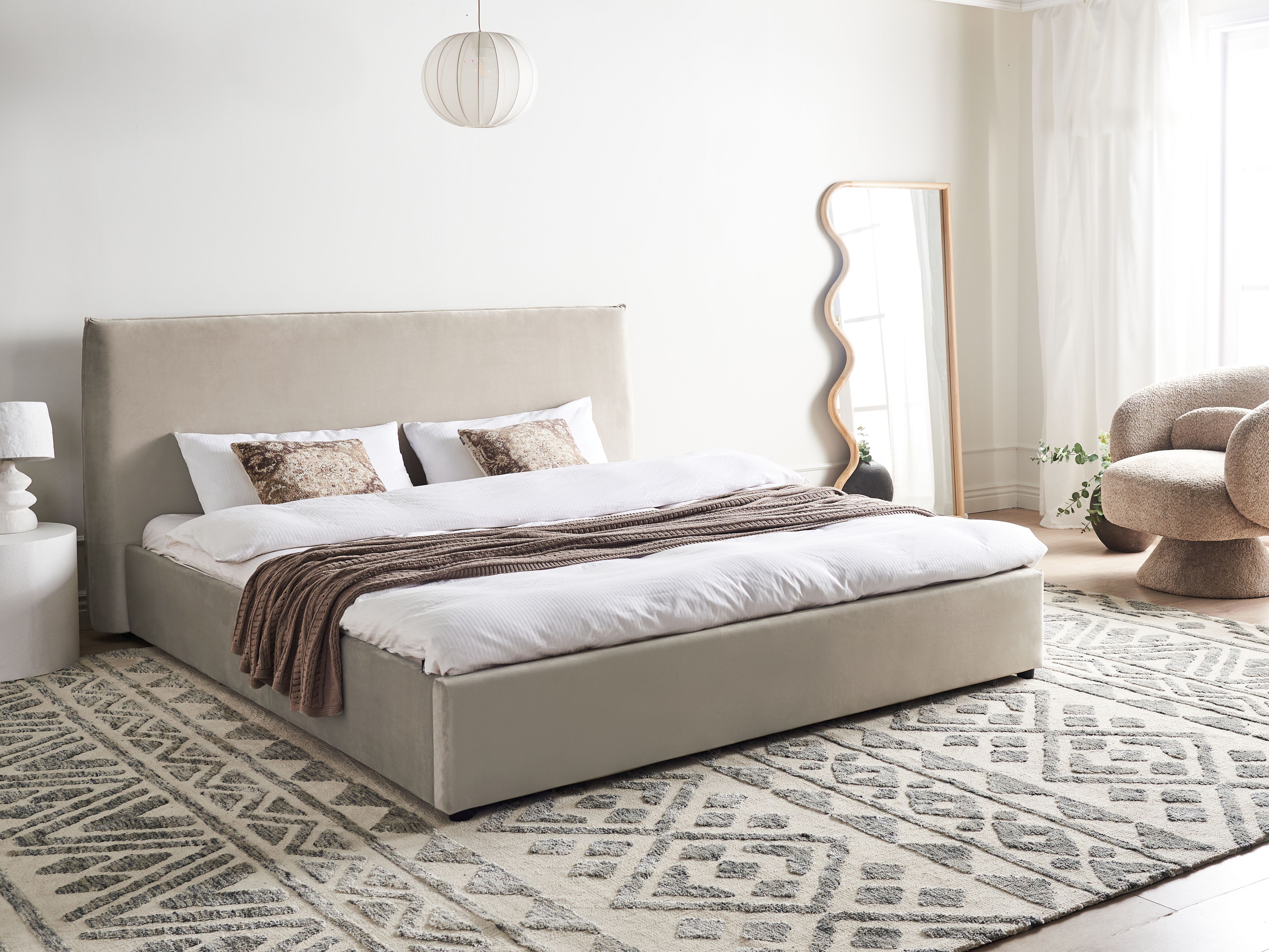 Waterbed Velvet LAVAUR 180 x 200 cm (EU Super King) Taupe