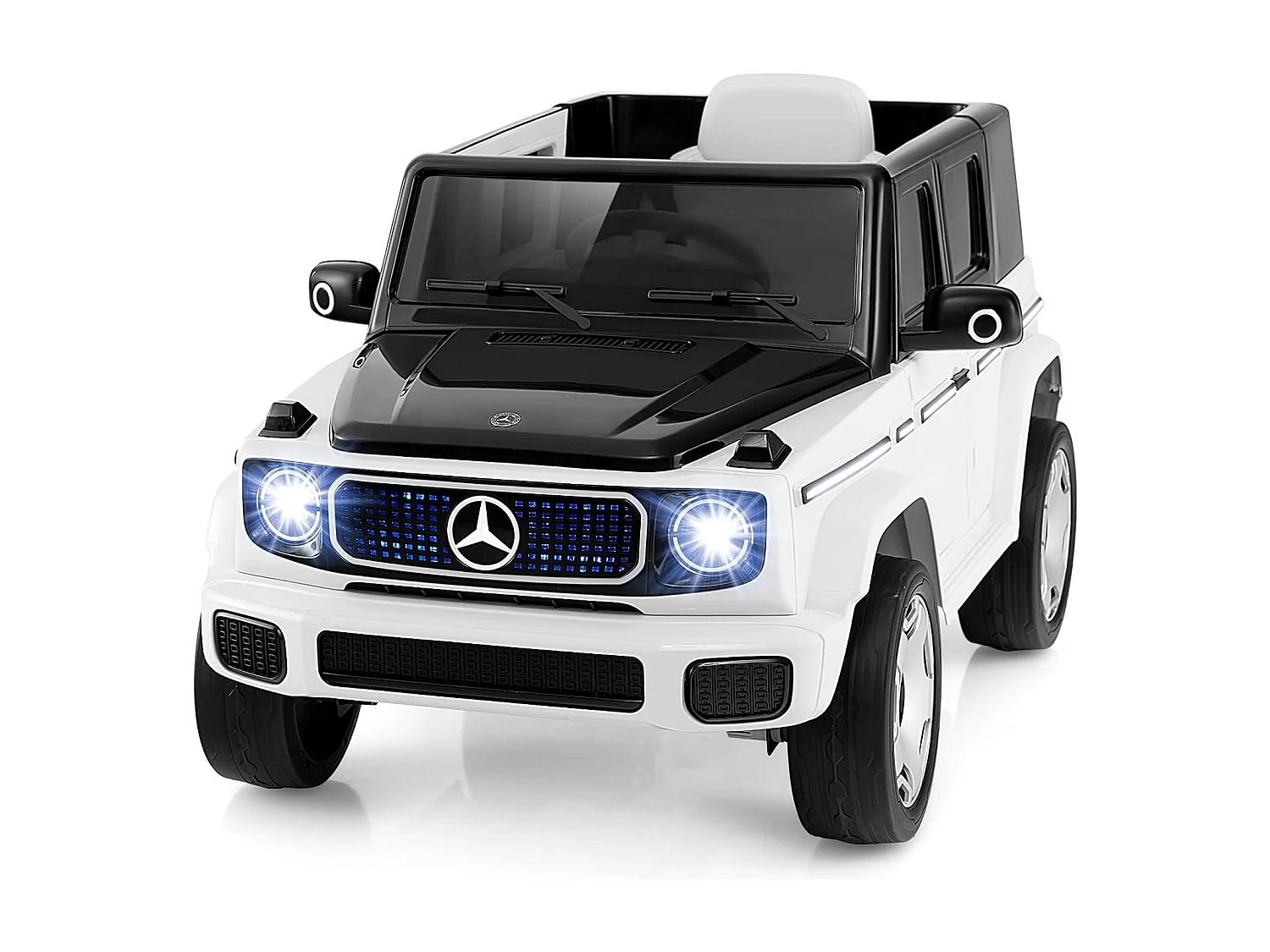 12V Mercedes-Benz Voiture Électrique Enfant avec Télécommande, Véhicule Électrique à 4 Roues avec Lumières LED & Musique & Klaxon, Charge 30kg pour 3-8 Ans (Blanc)