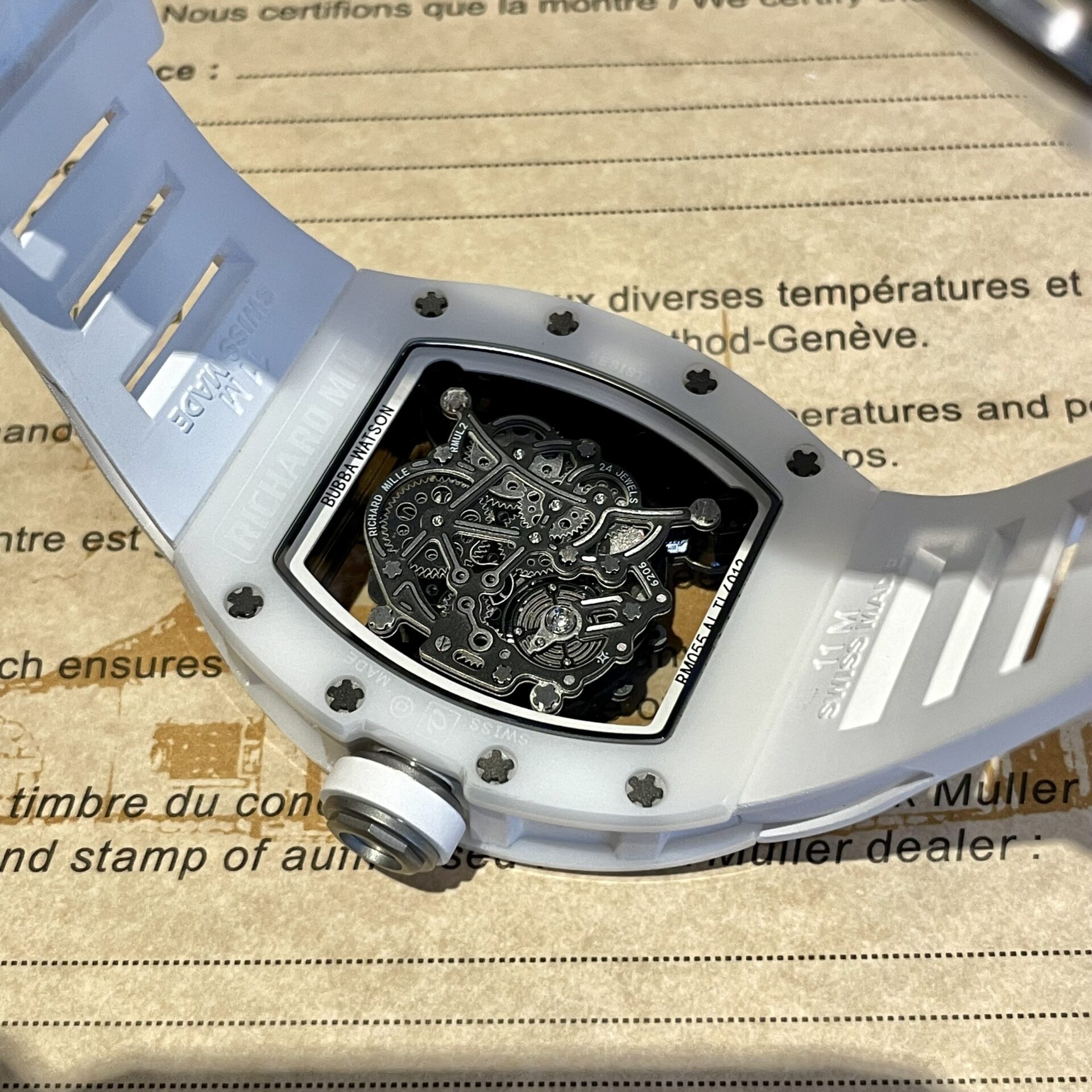 Richard Mille RM055 Best Replica Watch White Rubber Strap 45mm - Top club