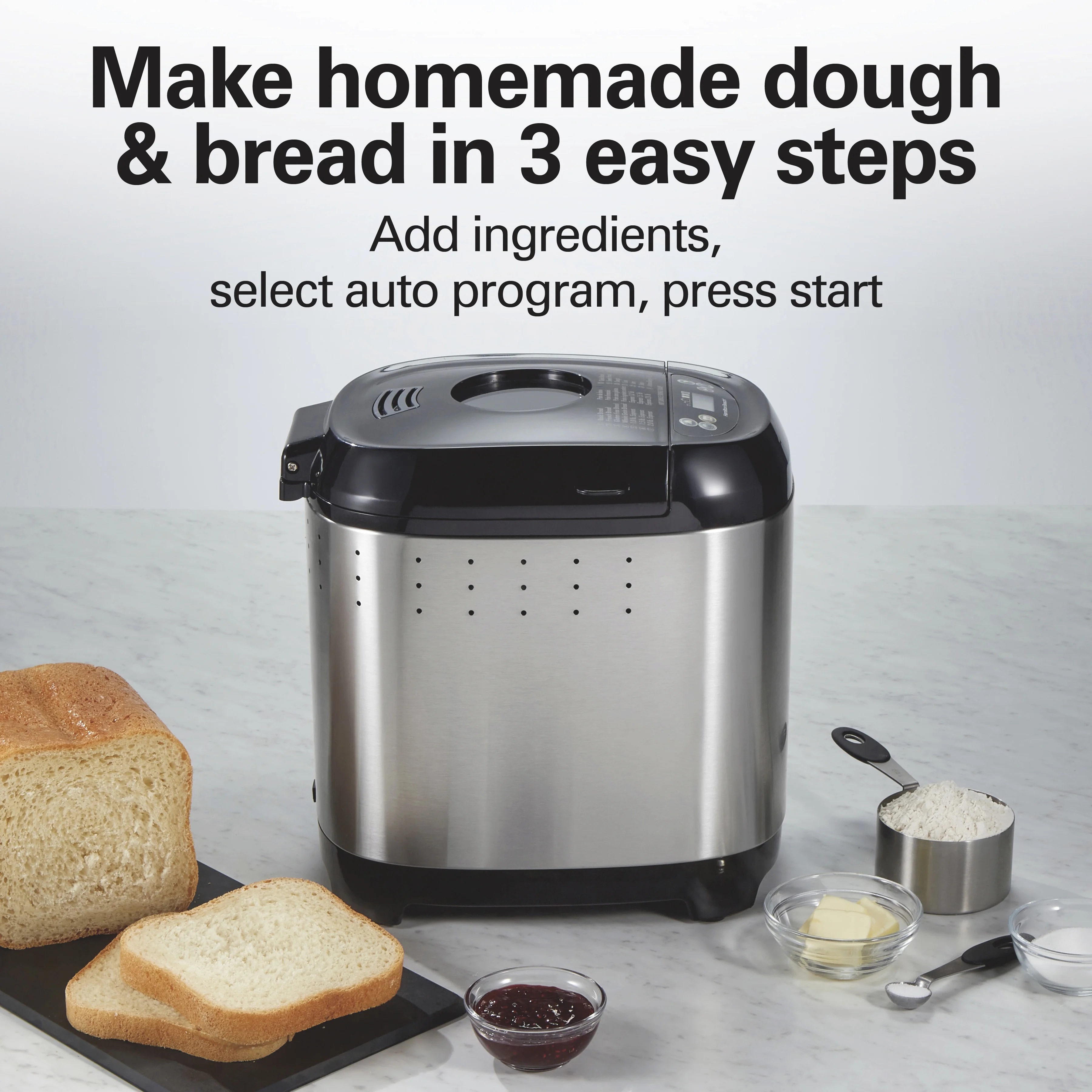 Hamilton Beach 2 lb Bread Maker Machine, Artisan Dough Bread Maker with 14 Settings, Black & Stainless Steel - Image 2