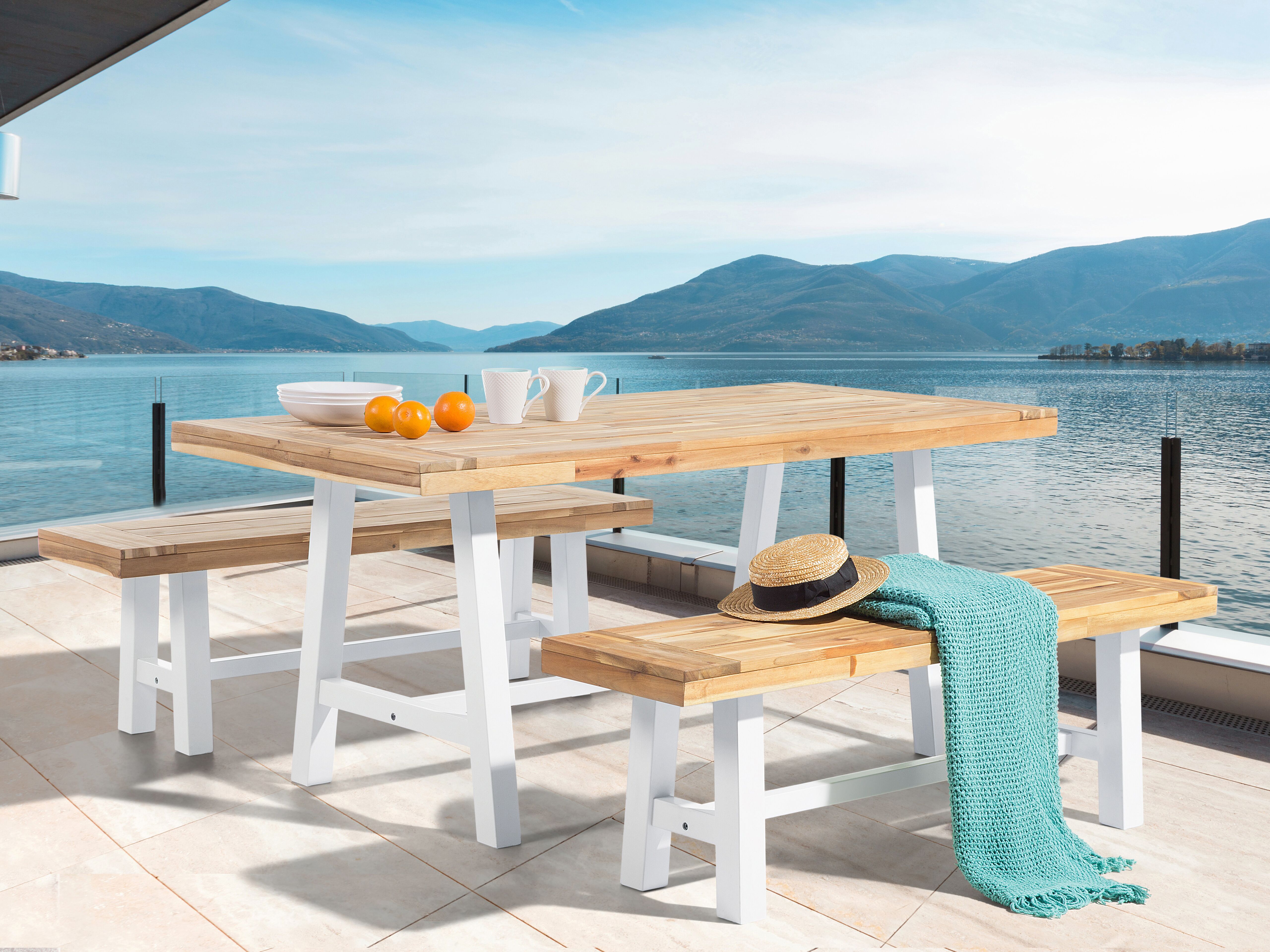 Garden Dining Table SCANIA 170 cm 80 cm Acacia Wood White