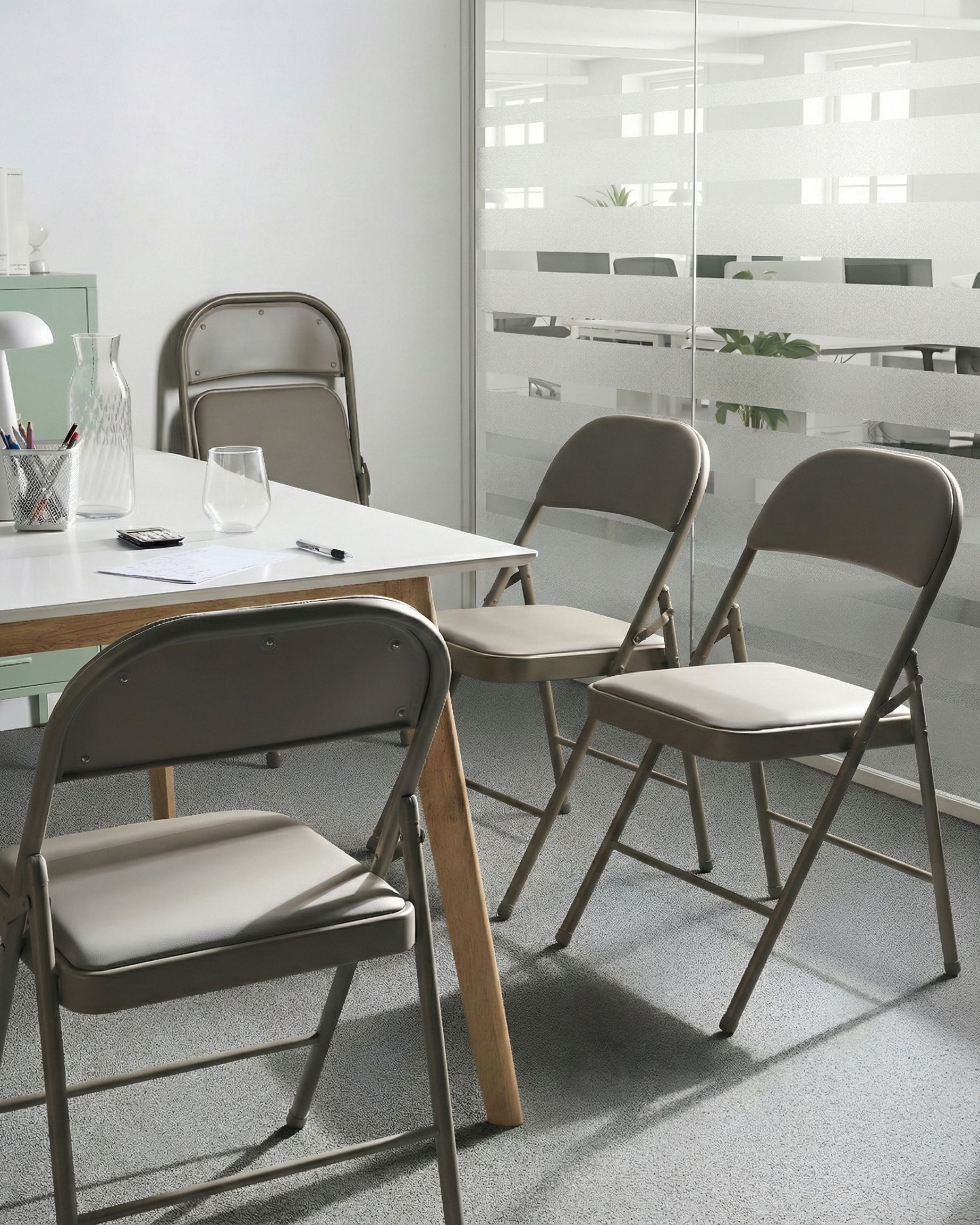 Set of 4 Folding Chairs SHASTA Metal Taupe