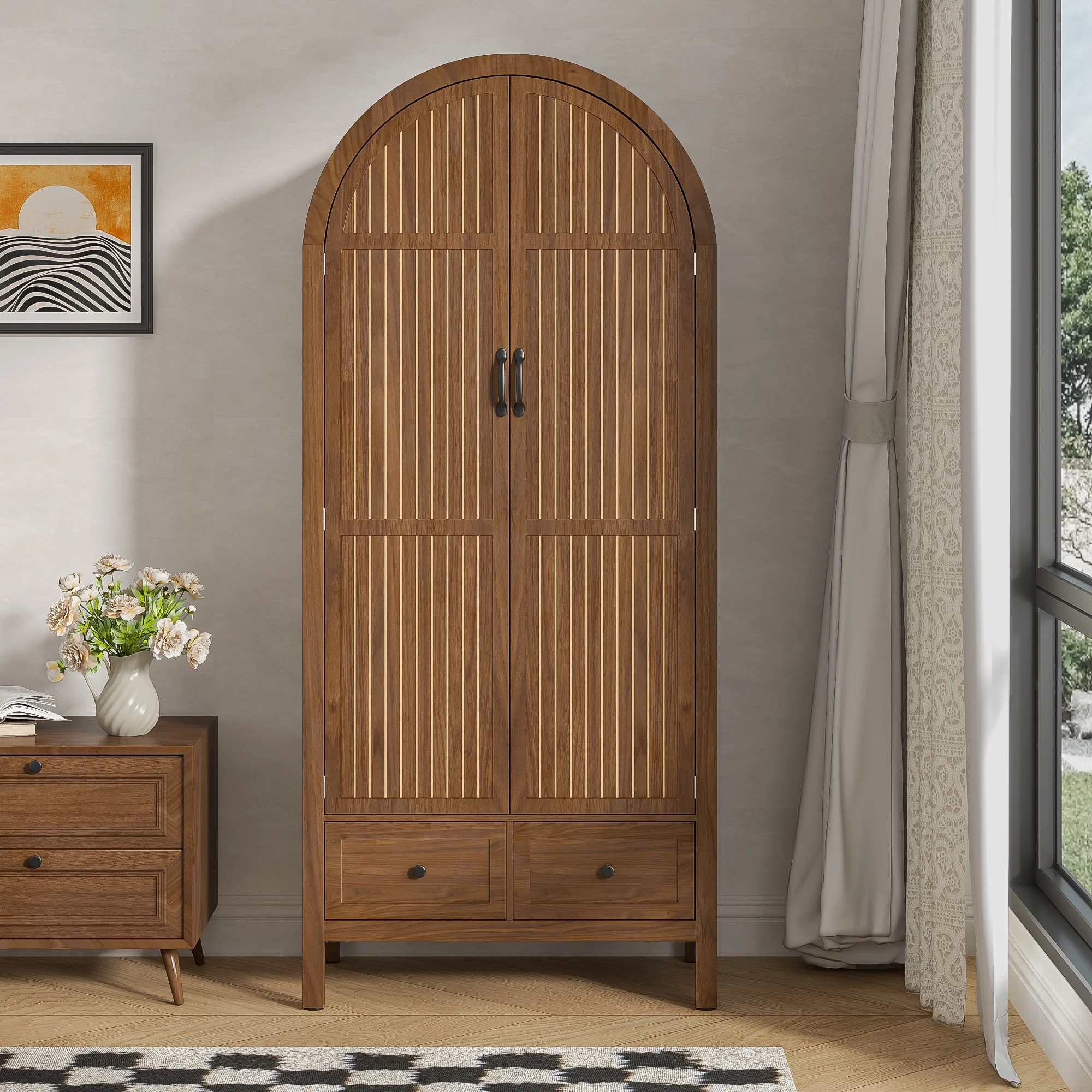 Armoire Wardrobe Closet, Bedroom Armoire with Drawers, Wood Wardrobe Storage Cabinets - Image 9