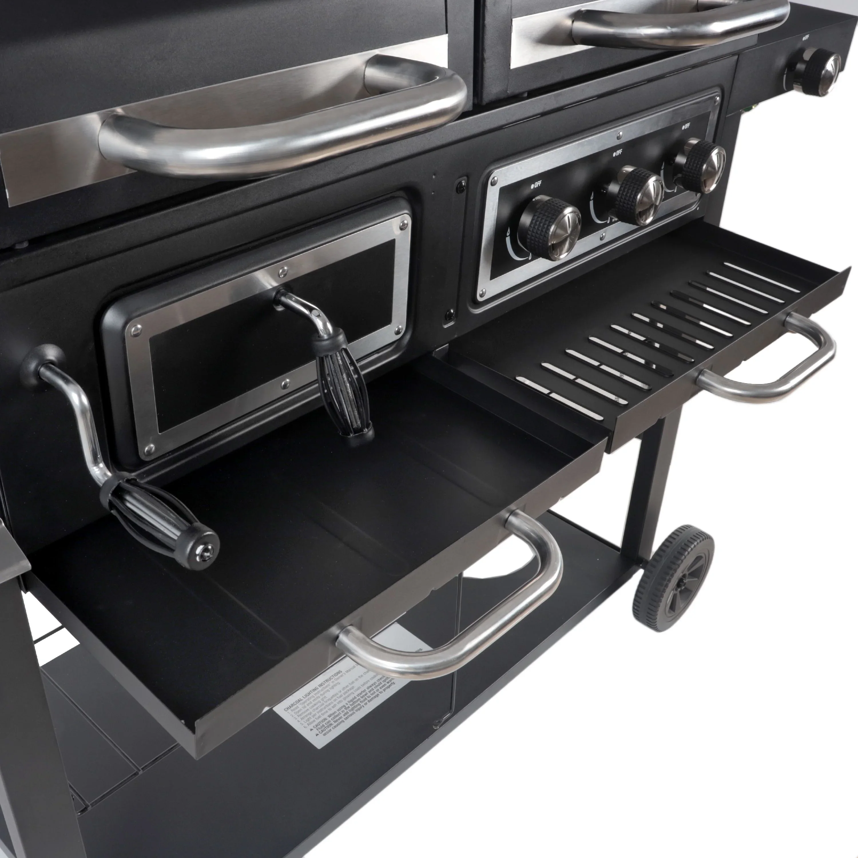 Dual Fuel Gas And Charcoal Combo Grill, Black With Stainless - GBC1793W - Image 7 Dual Fuel Gas And Charcoal Combo Grill, Black With Stainless - GBC1793W - Image 7