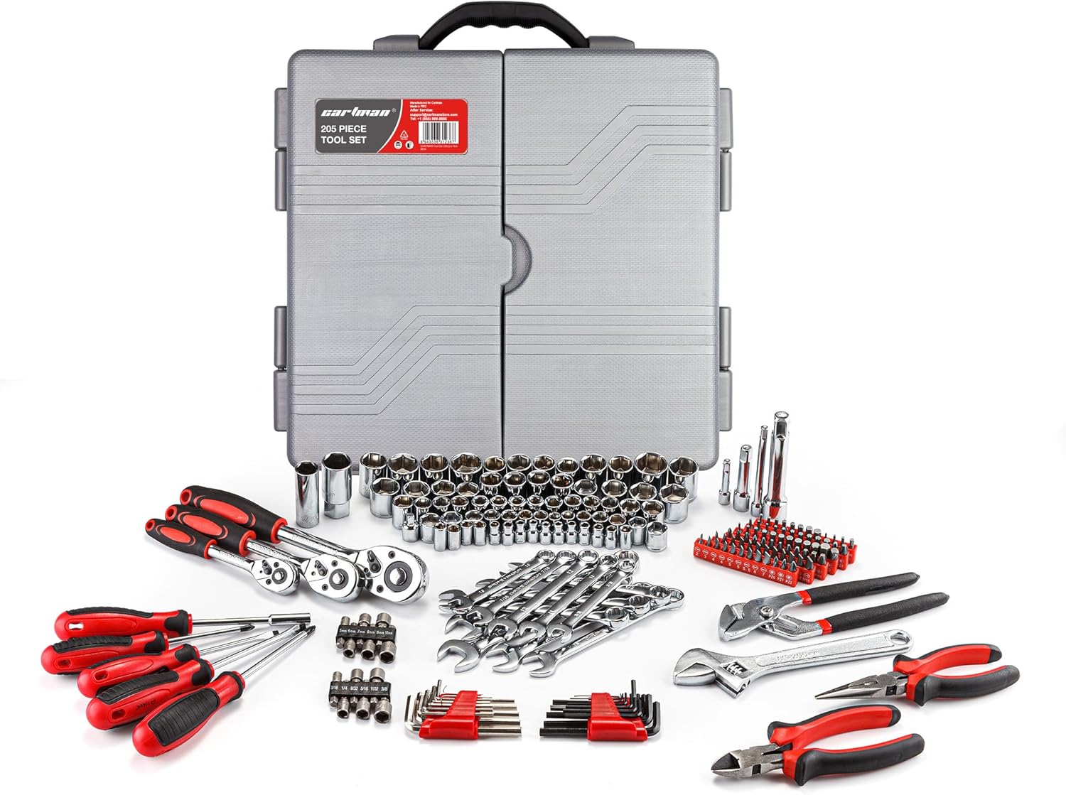 CARTMAN 205 Piece Ratchet Wrench Tool Set 1/4
