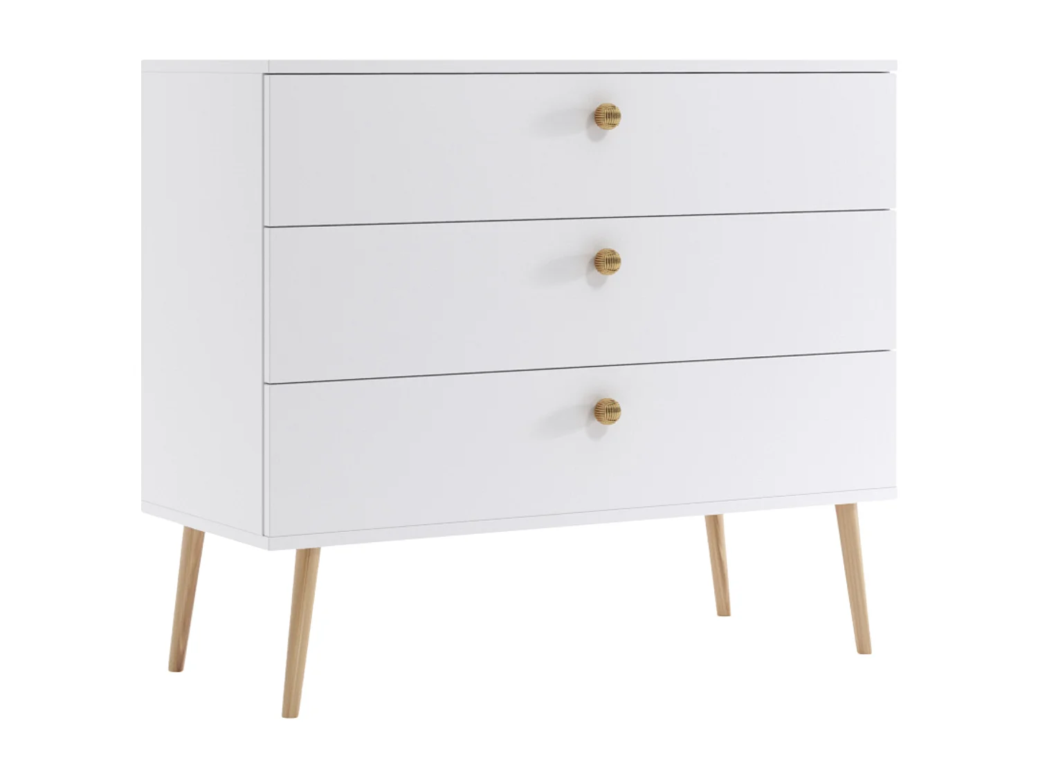 Commode NATURA 100 cm Blanc Mat avec 3 tiroirs