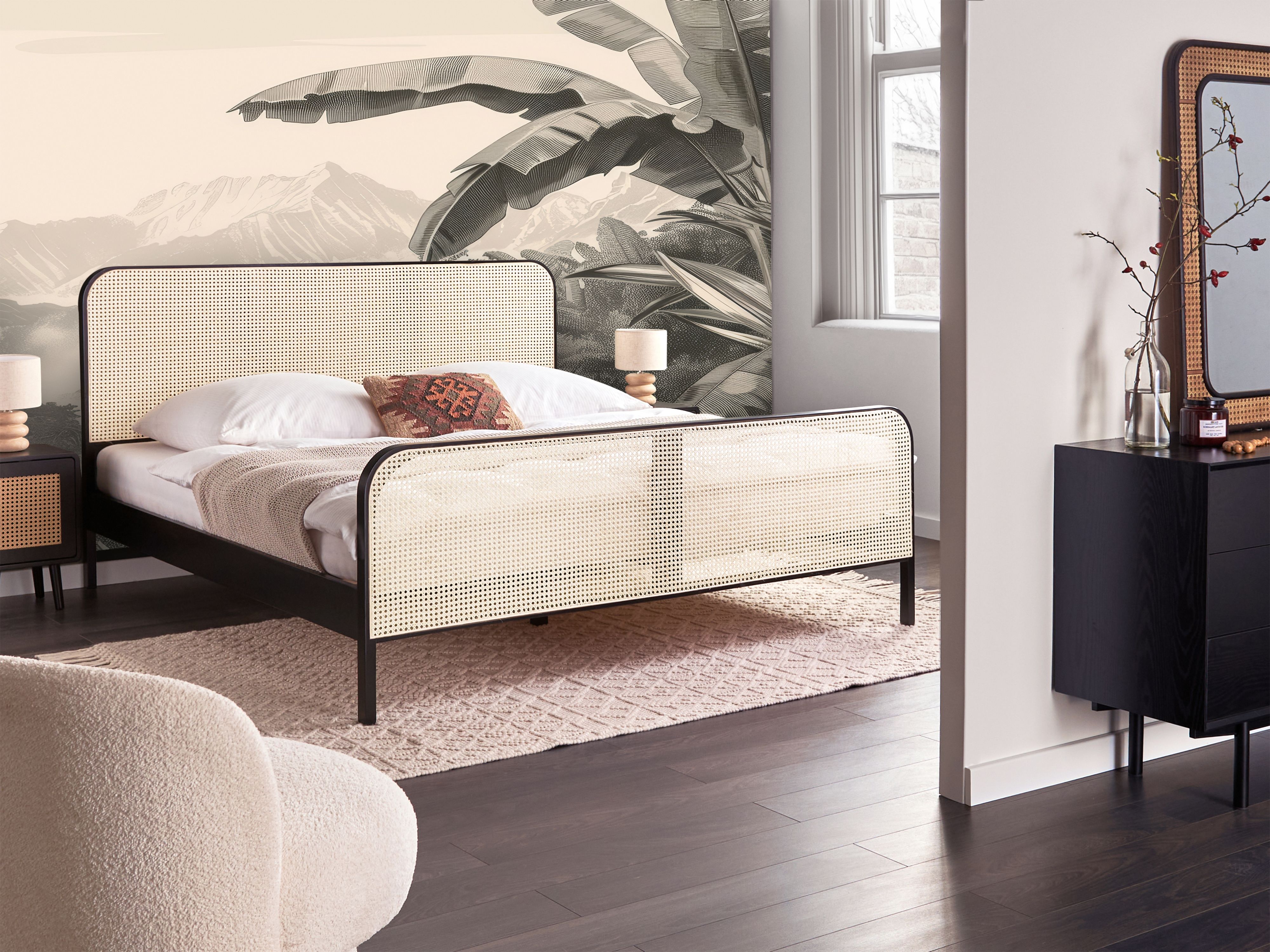 Bed Pine Wood GONFARON 180 x 200 cm (EU Super King) Black