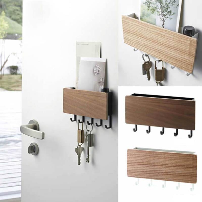 Decoratieve Houten Sleutelhouder met Kleurrijke Haken – Stijlvol en Functioneel Wandrek voor Sleutels en Accessoires