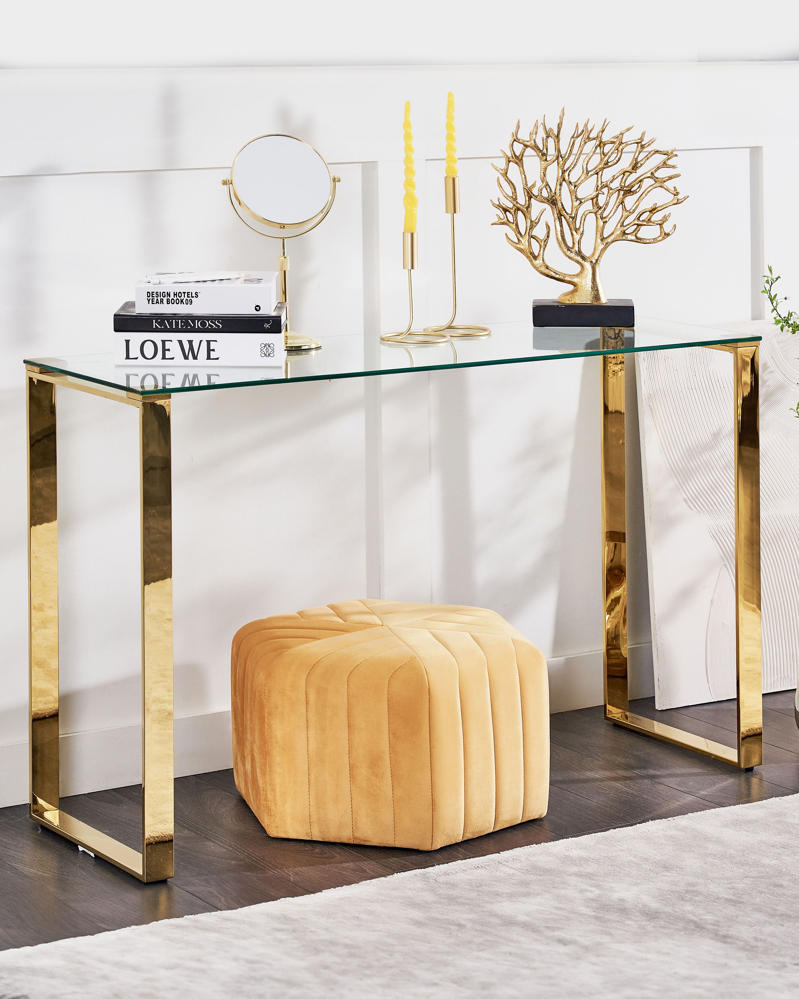 Console Table TILON Tempered Glass Gold
