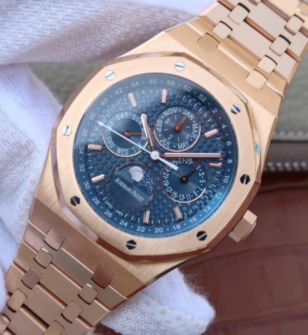Replica Audemars Piguet JF Royal Oak 41mm 26574 RG Blue Dial White Hand A5134 - Elite Watch Atelier