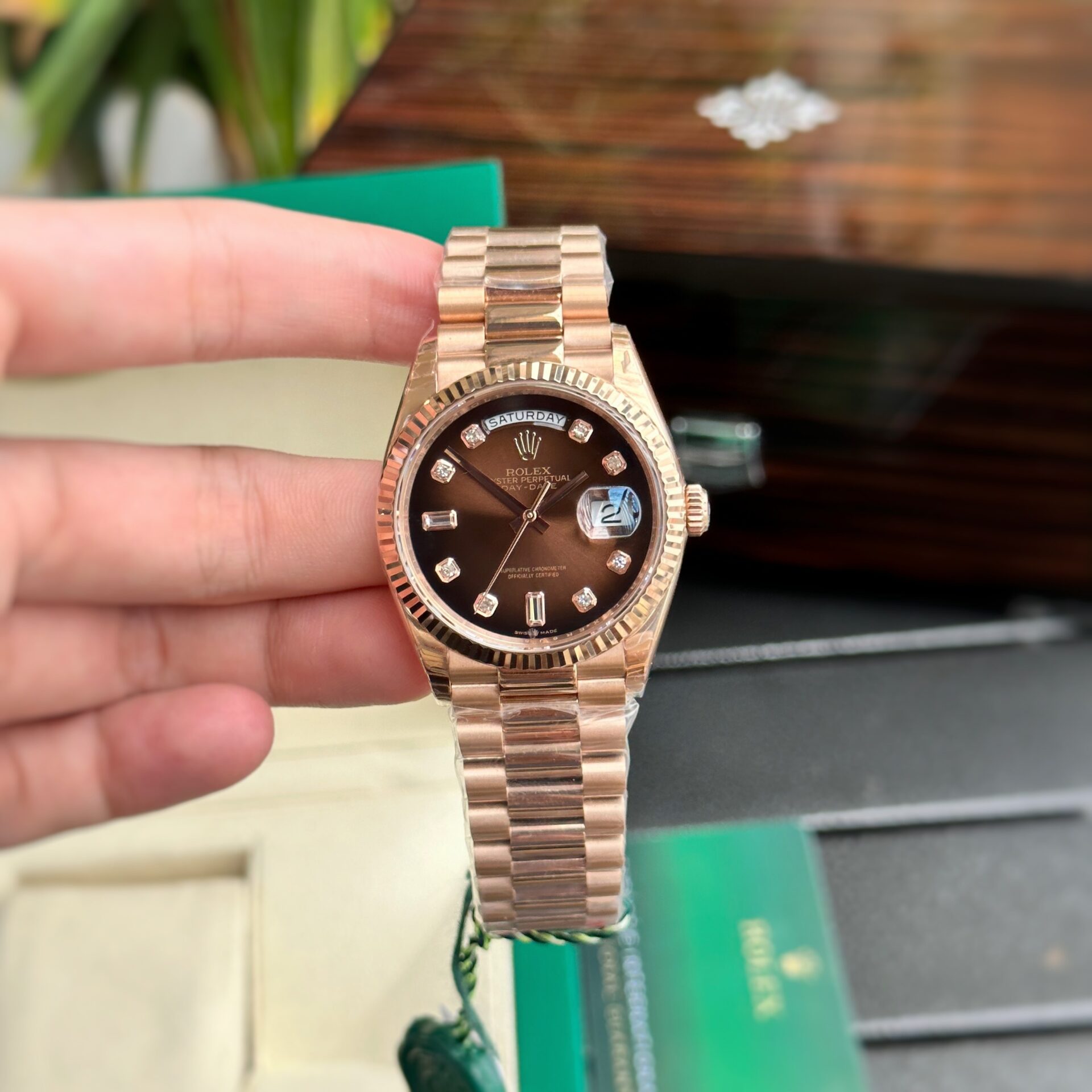 Rolex Clone Watch Day-Date Dial Chocolate EW Factory 36mm - Elite Watch Atelier