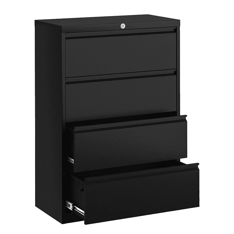 GangMei Black Metal Lateral File Storage Cabinet with 2 Drawers, Wide Filing Cabinet for Home Office, Steel File Cabinet for Legal/Letter, Assembly Required, Black