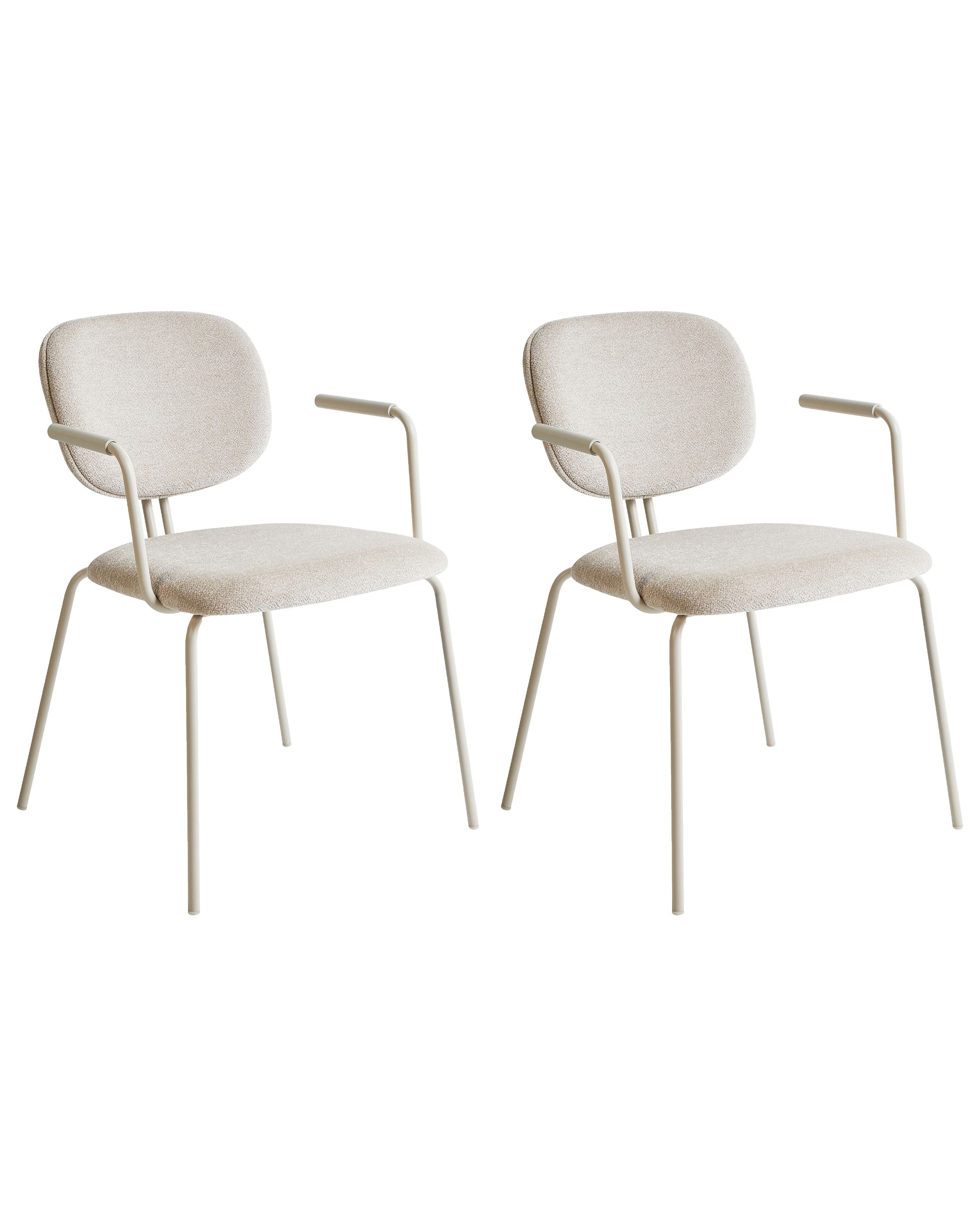 Set of 2 Dining Chairs CARILLE Chenille Light Beige