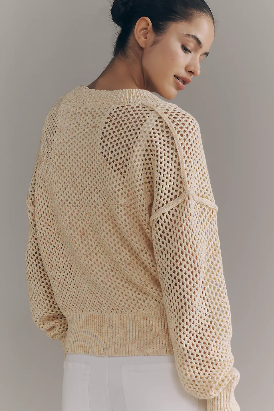 Open-Knit Bomber Cardigan - Yellow