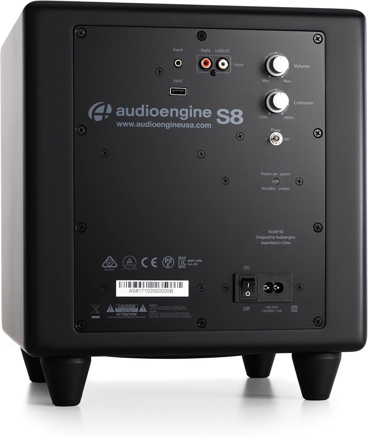 Audioengine S8 Powered Subwoofer - 8 Inch Subwoofer  250W Down Firing Speakers for PC  Home Theaters  Movie Lovers & Studios  Wireless Ready with Sleep Mode