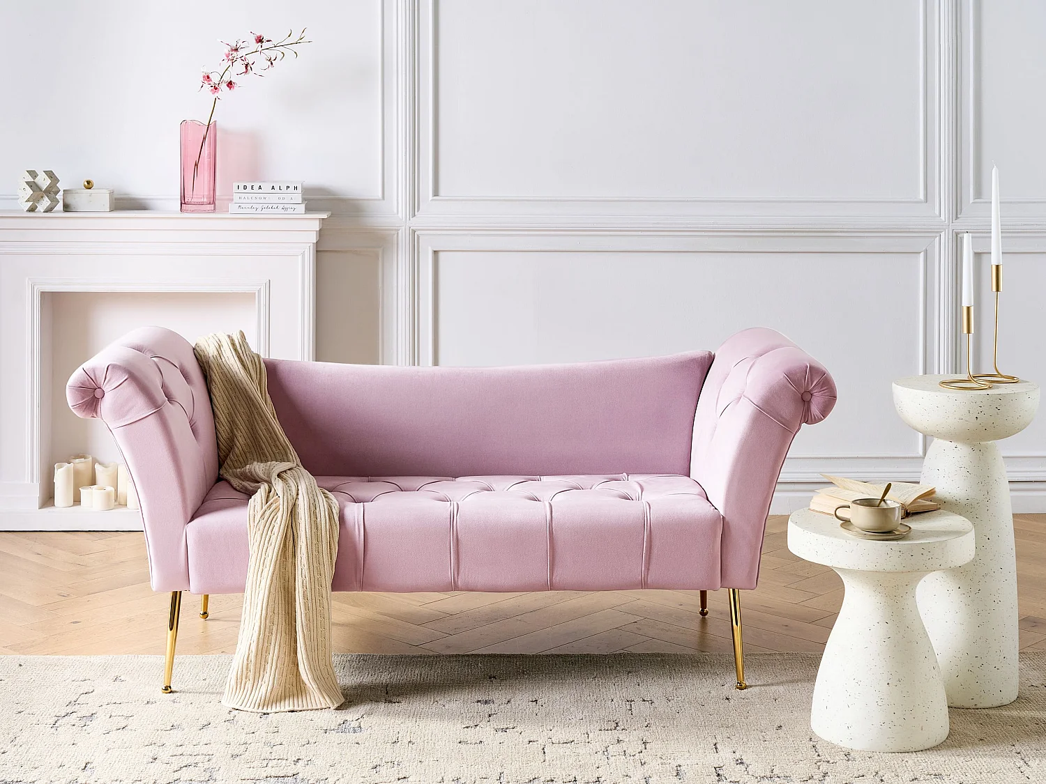 Chaise longue NANTILLY Velours Violet clair
