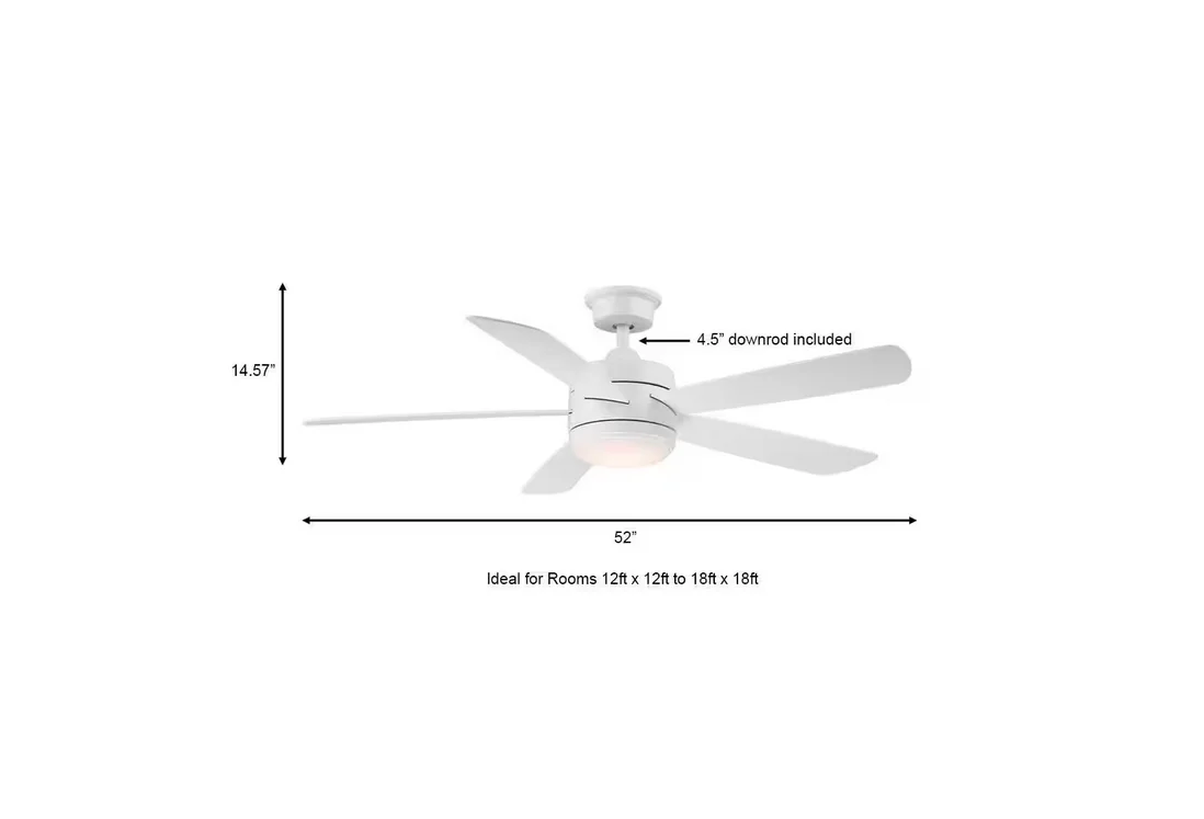 Hampton Bay Averly 52" LED Matte White Ceiling Fan w/Color Changing Technology - Image 2