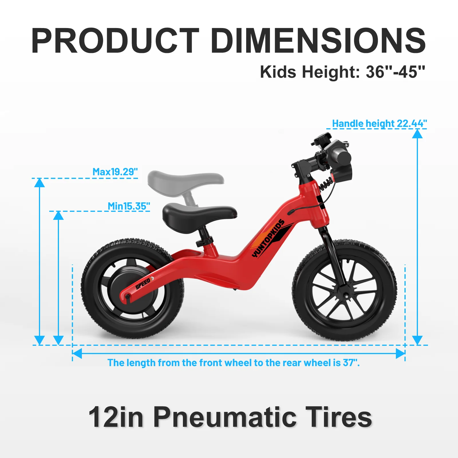 YunTopKids Electric Balance Bike for Kids, 150W Electric Bike for Kids with12 inch Pneumatic Tire, Adjustable Seat, Up to 5.6 Miles Electric Bike for Kids Ages 3-5,Black - Image 27