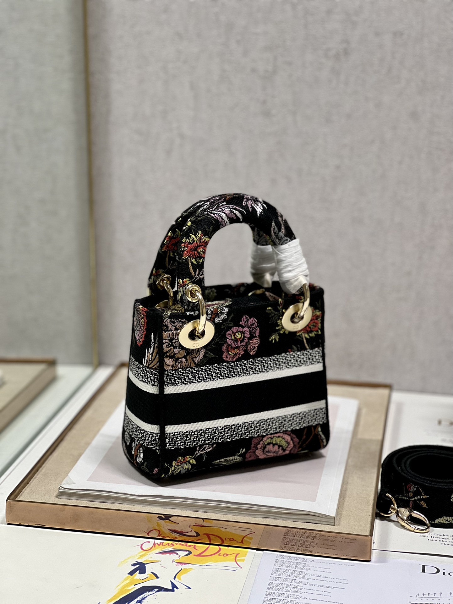 Mini Lady D-Lite Bag White/Black For Women 6.5in/17cm1:1High-quality replica