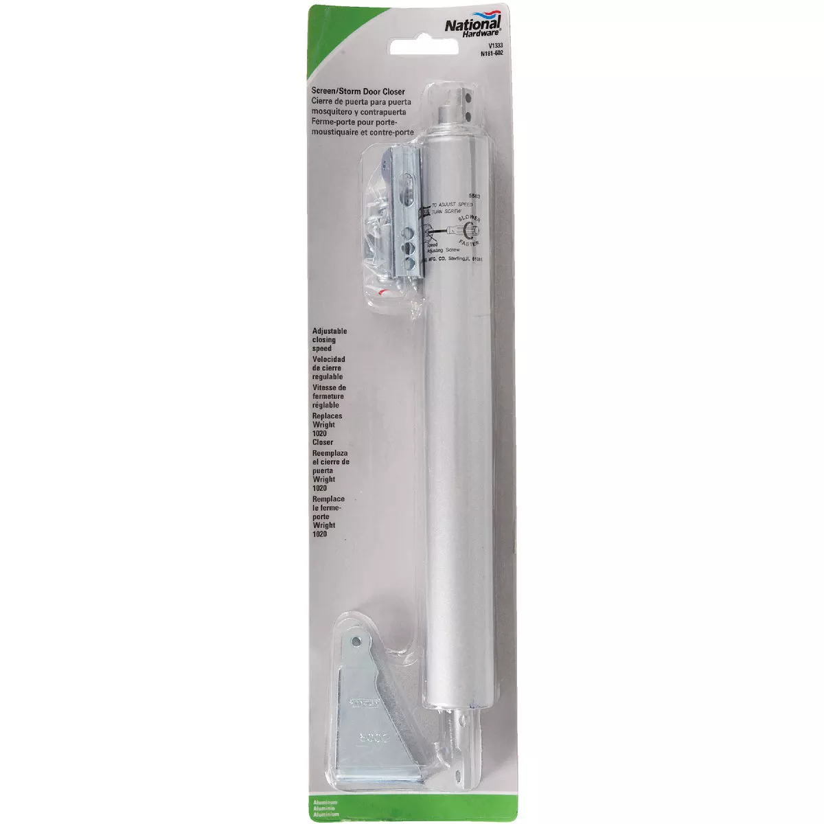 National Hardware Aluminum Steel Storm or Screen Door Closer
