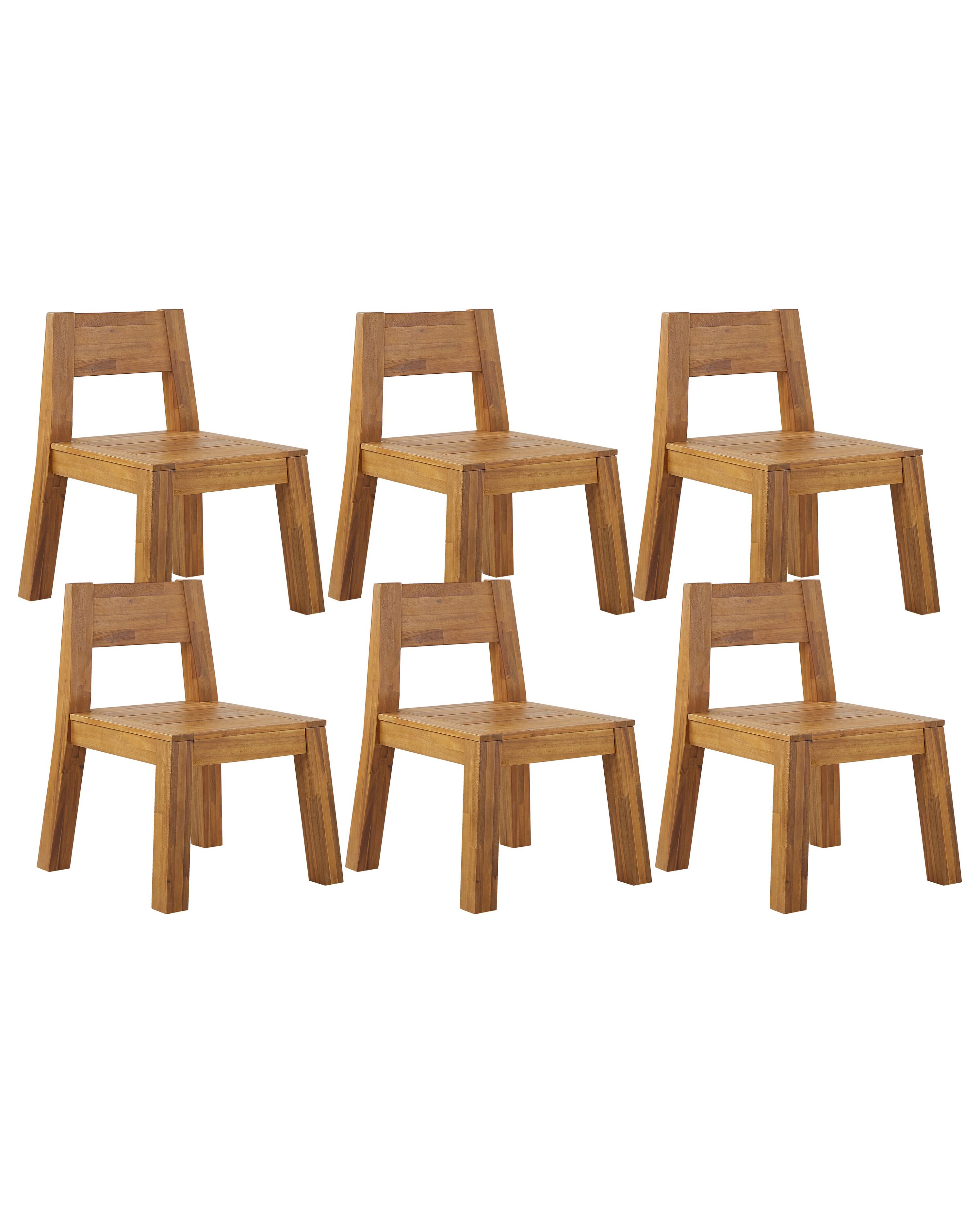 Set of 6 Garden Chairs LIVORNO Acacia Wood Brown