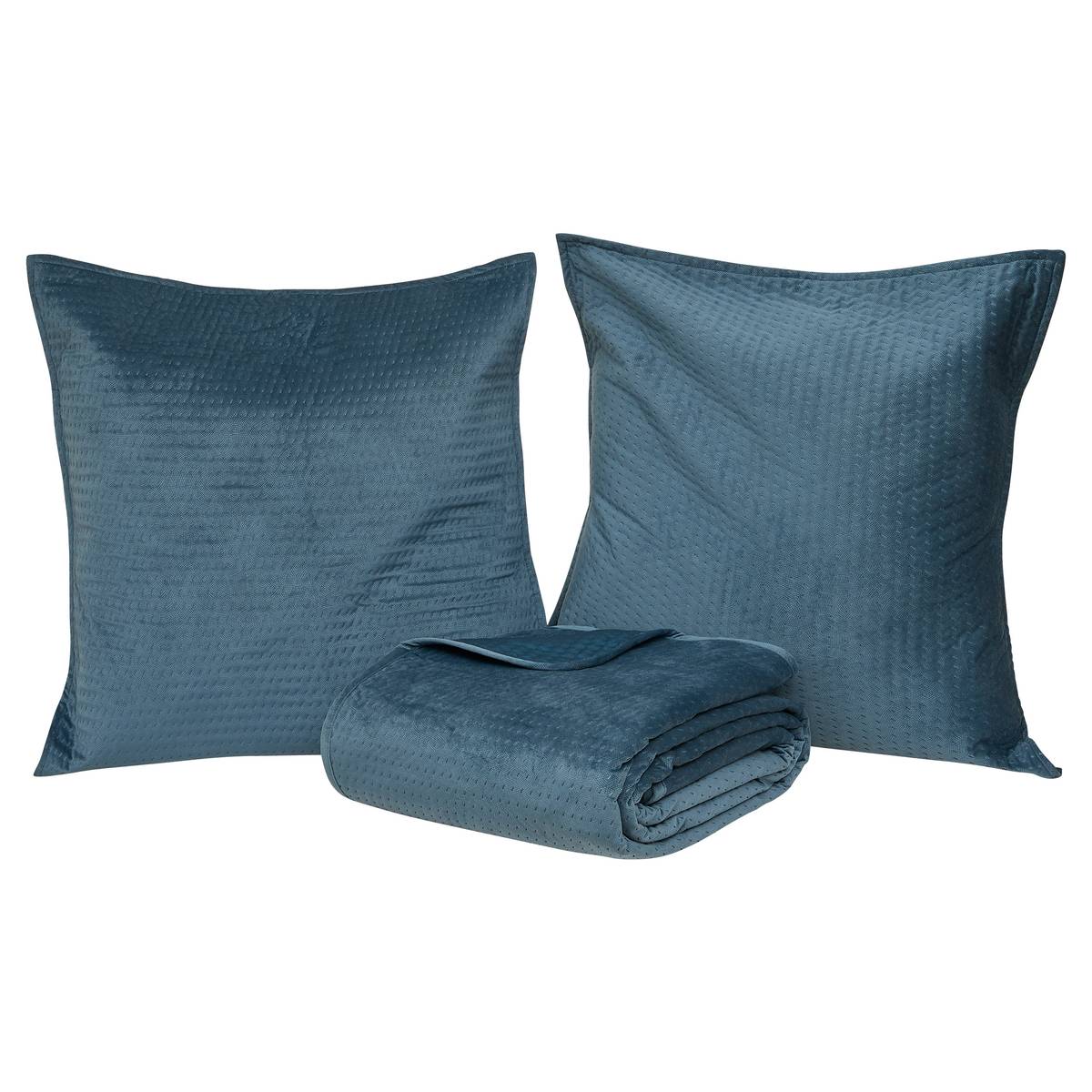 Bedspread and 2 pillowcases "Lilou" Aegean Blue, 260x240 cm