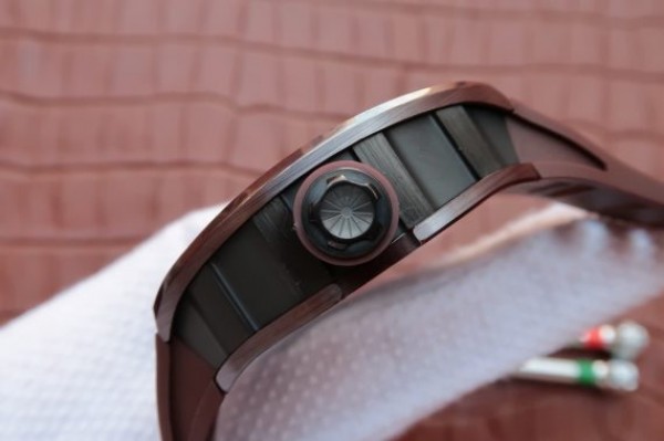 Replica Richard Mille RM055 Brown Ceramic Brown Inner Bezel Skeleton Dial Brown Rubber Strap MIYOTA8215 - Top club