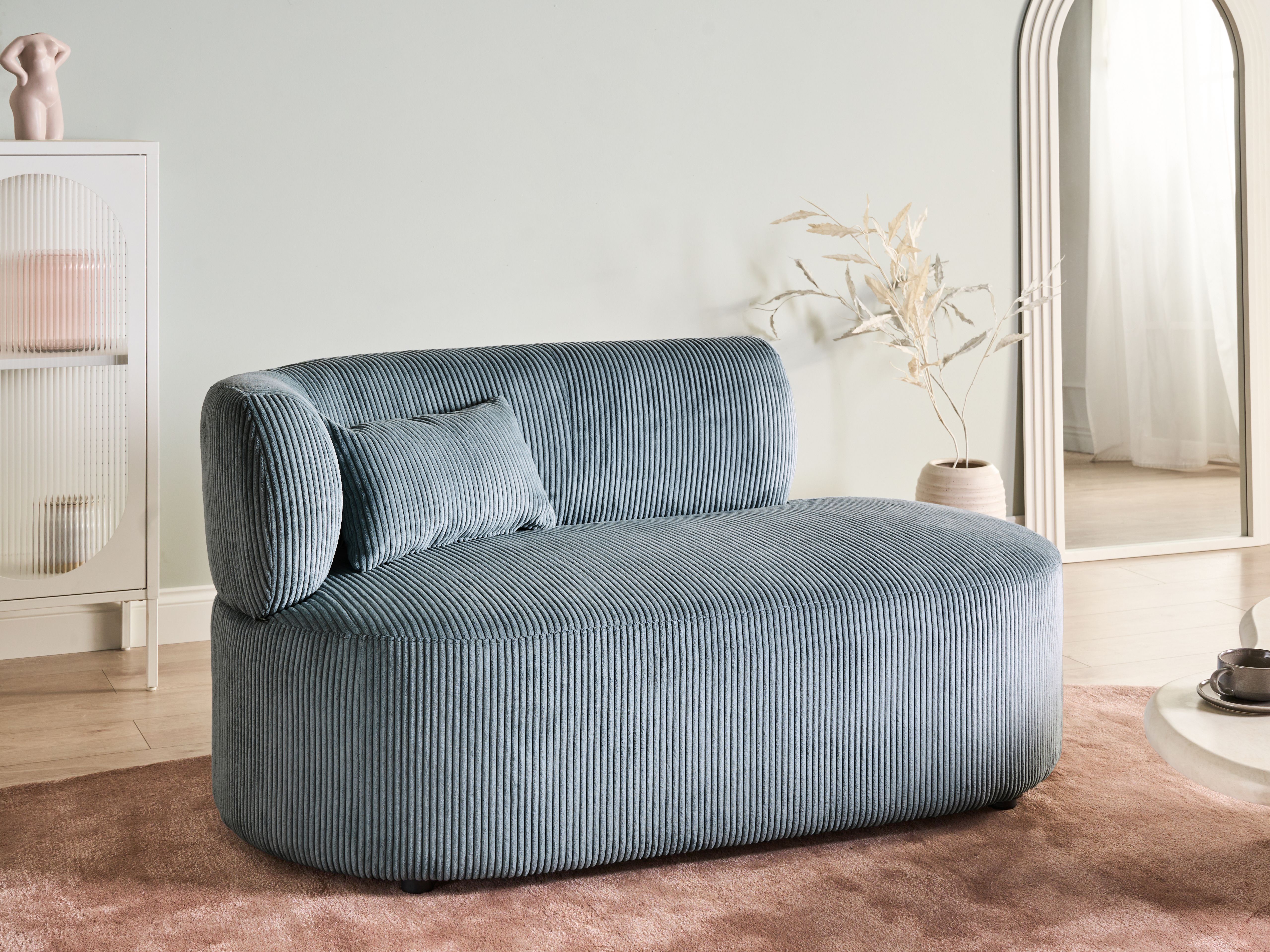 Left-Hand Chaise Lounge VANVEY Corduroy Blue