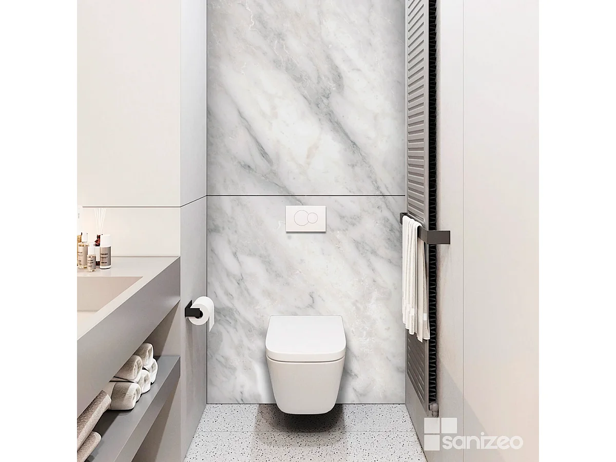 Kit 2 Panneaux Muraux Décoratifs de Douche - 120x120 cm  - Ép. 4mm - Effet Marbre Gris - VERSILIA KOBERTIN