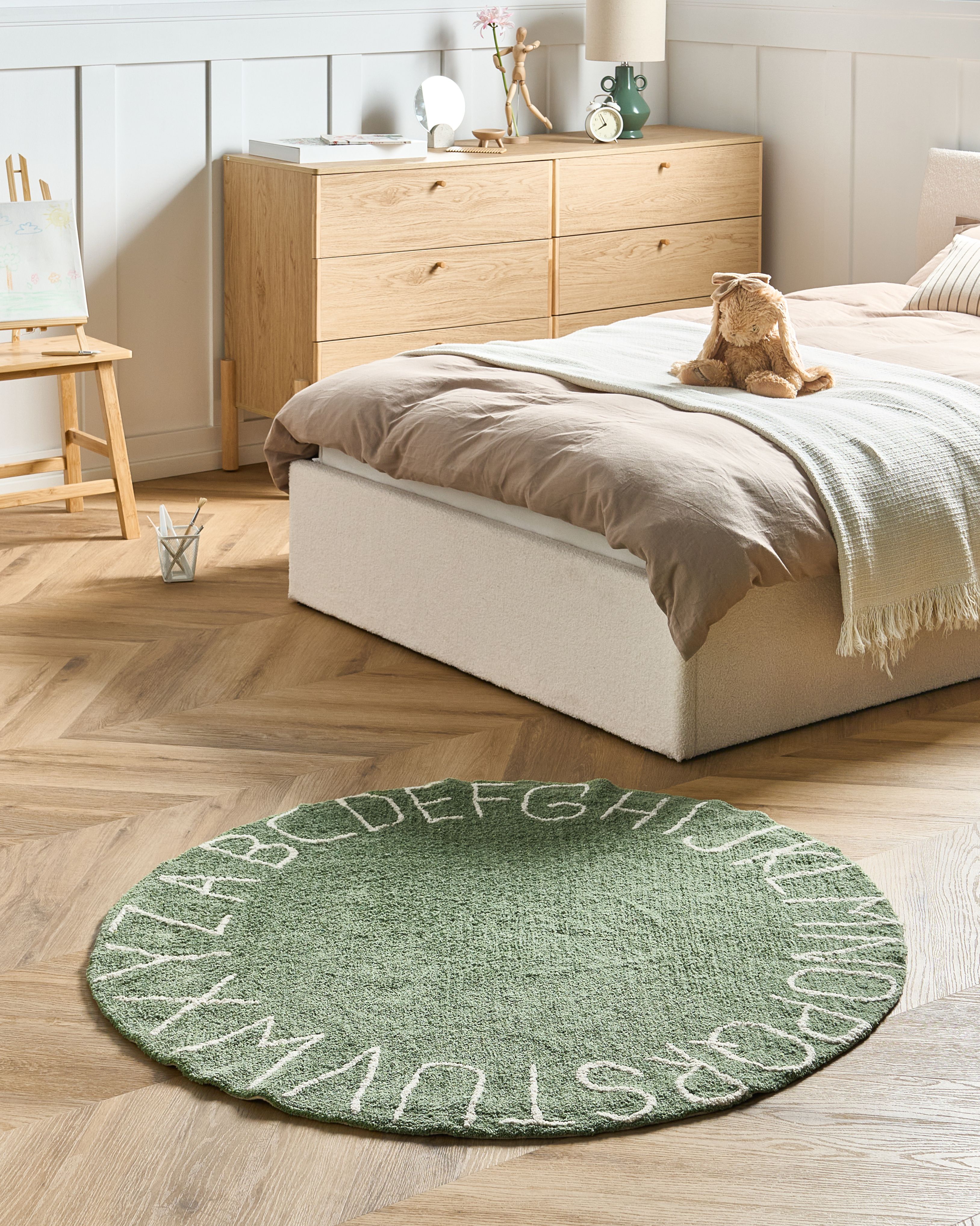 Kids Rug VURGUN Green ø 120 cm Cotton