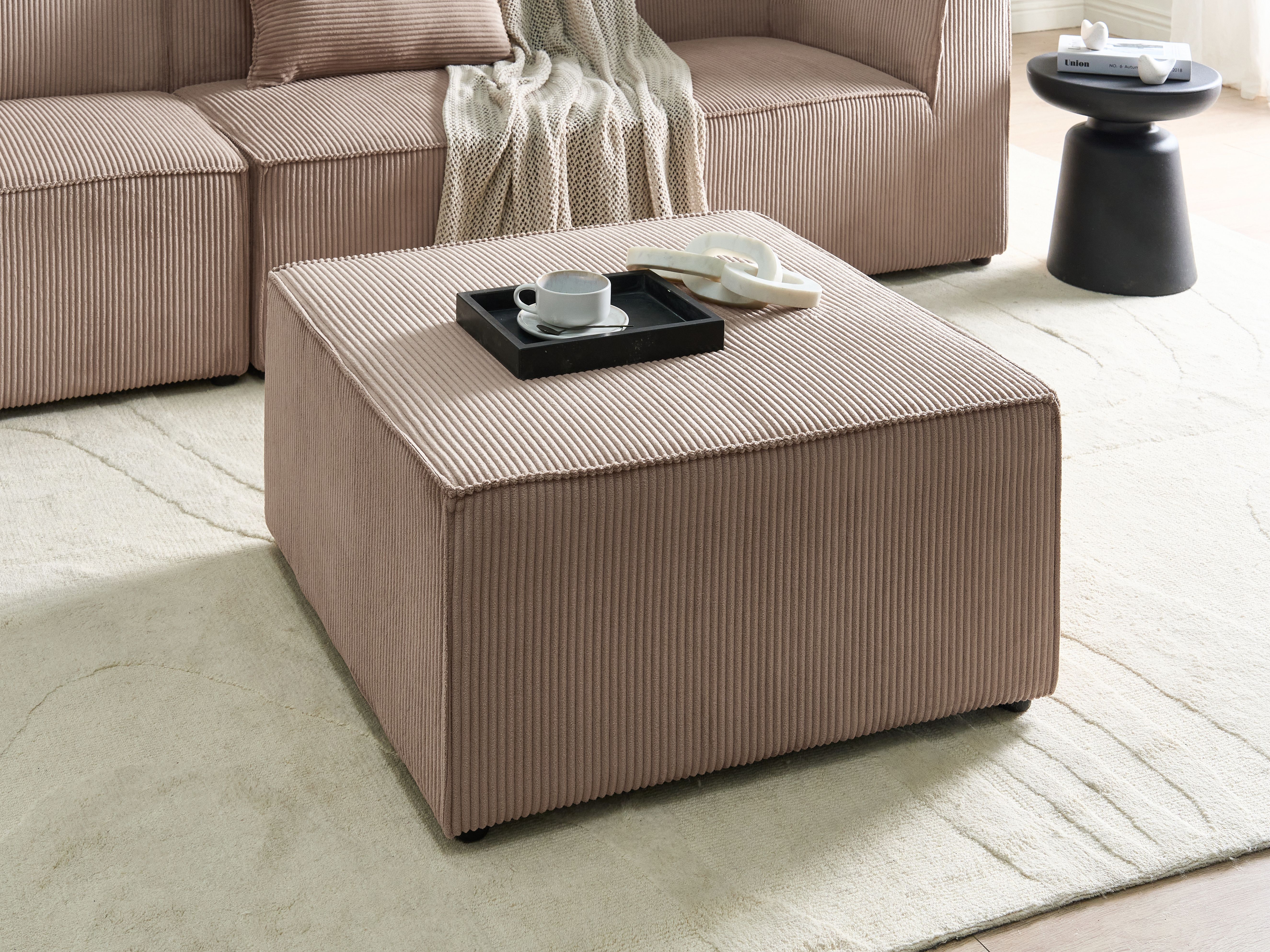 Ottoman LEMVIG Corduroy Sand Beige