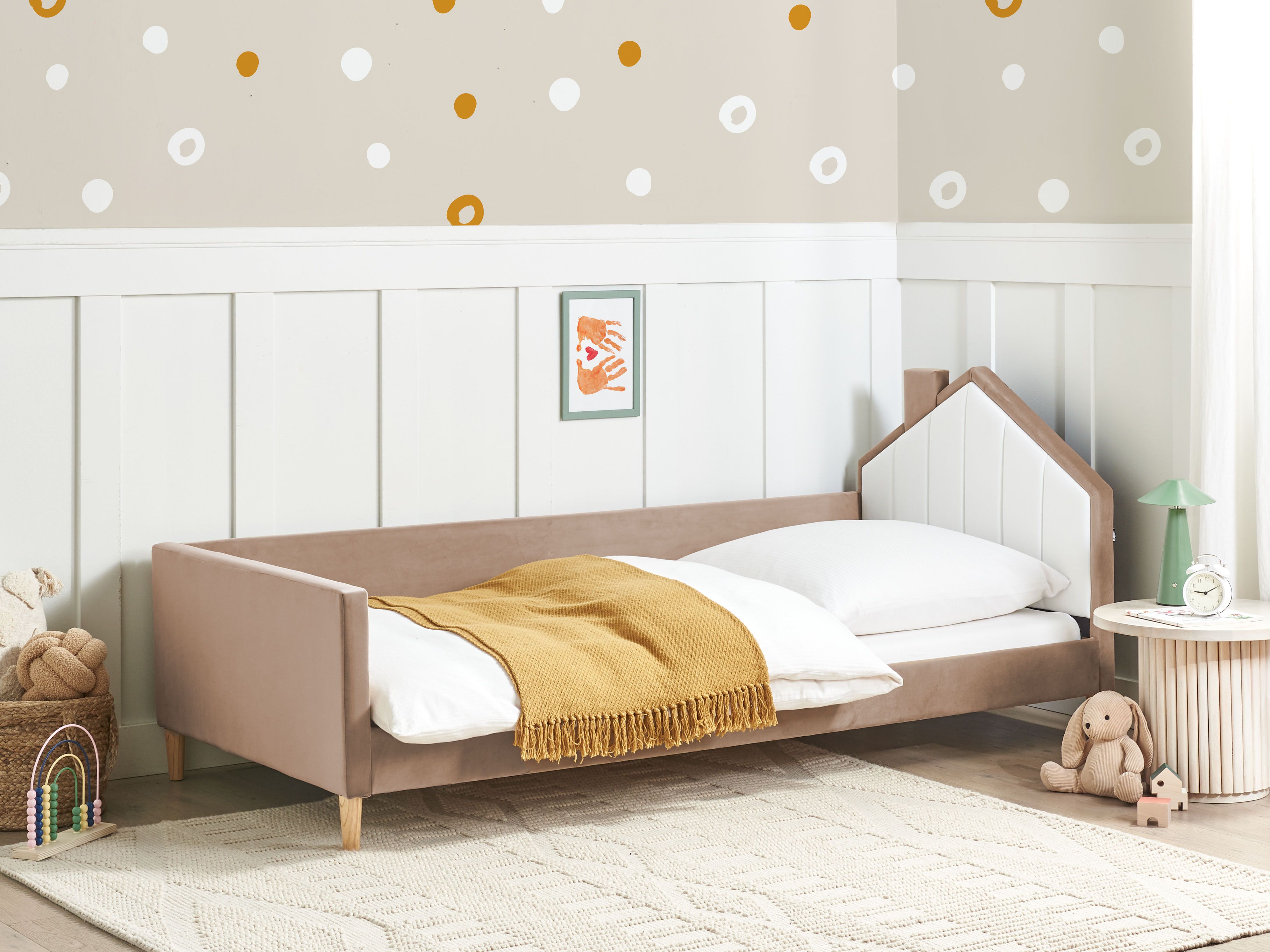 Kids Bed House Velvet KERVAN 90 x 200 cm (EU Single) Light Brown