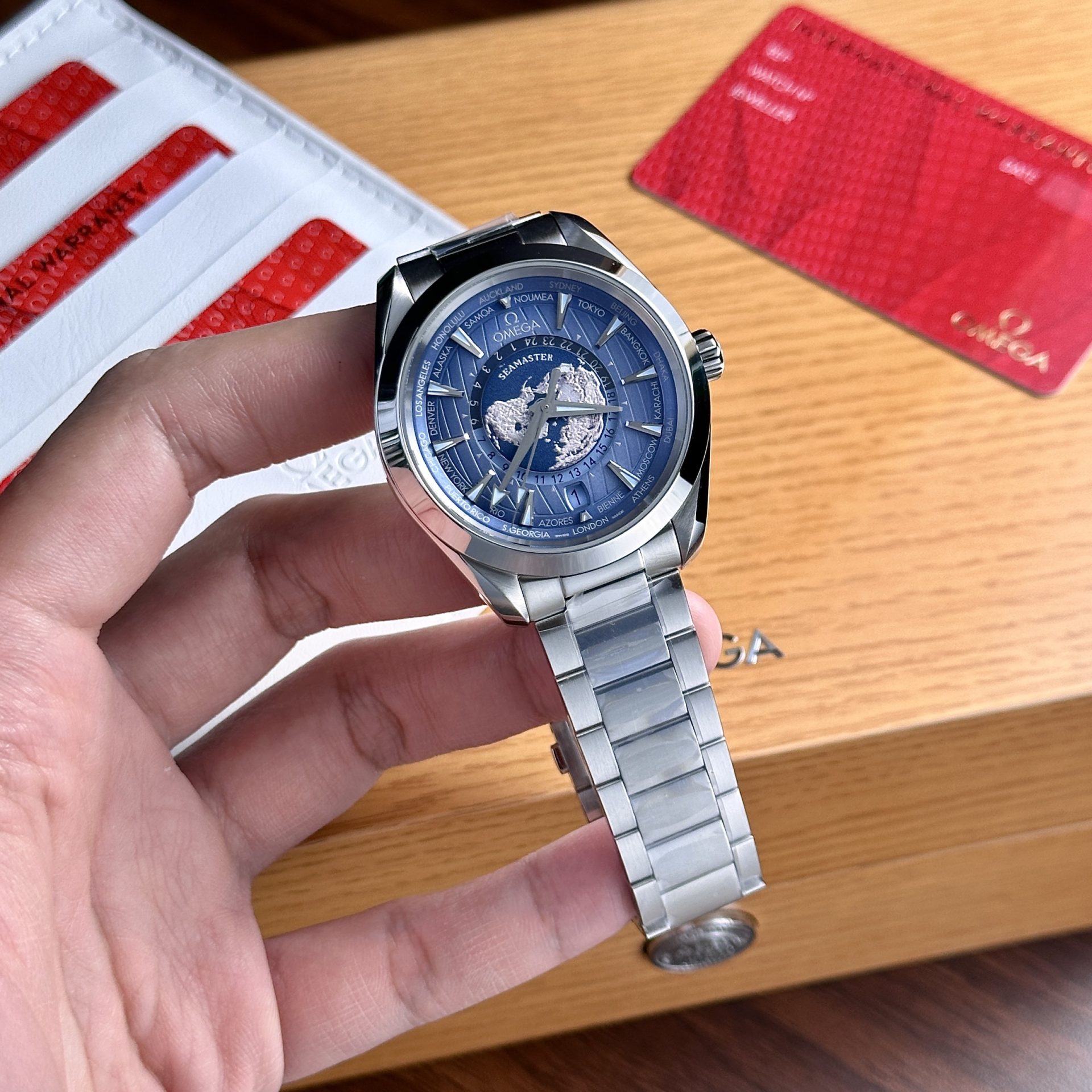 Omega Seamaster Aqua Terra Worldtimer Dial Blue Replica Watch VS Factory 43mm - Top club
