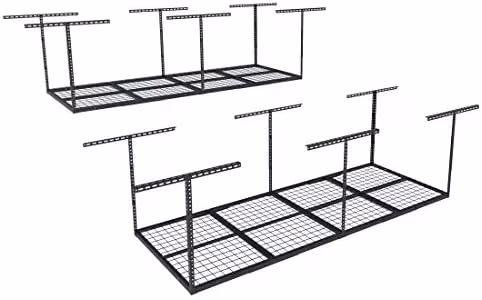 3x8 Overhead Garage Storage Rack,Adjustable Storage Organization System,Heavy Duty Metal Garage Ceiling Storage Racks,2 pack,Black