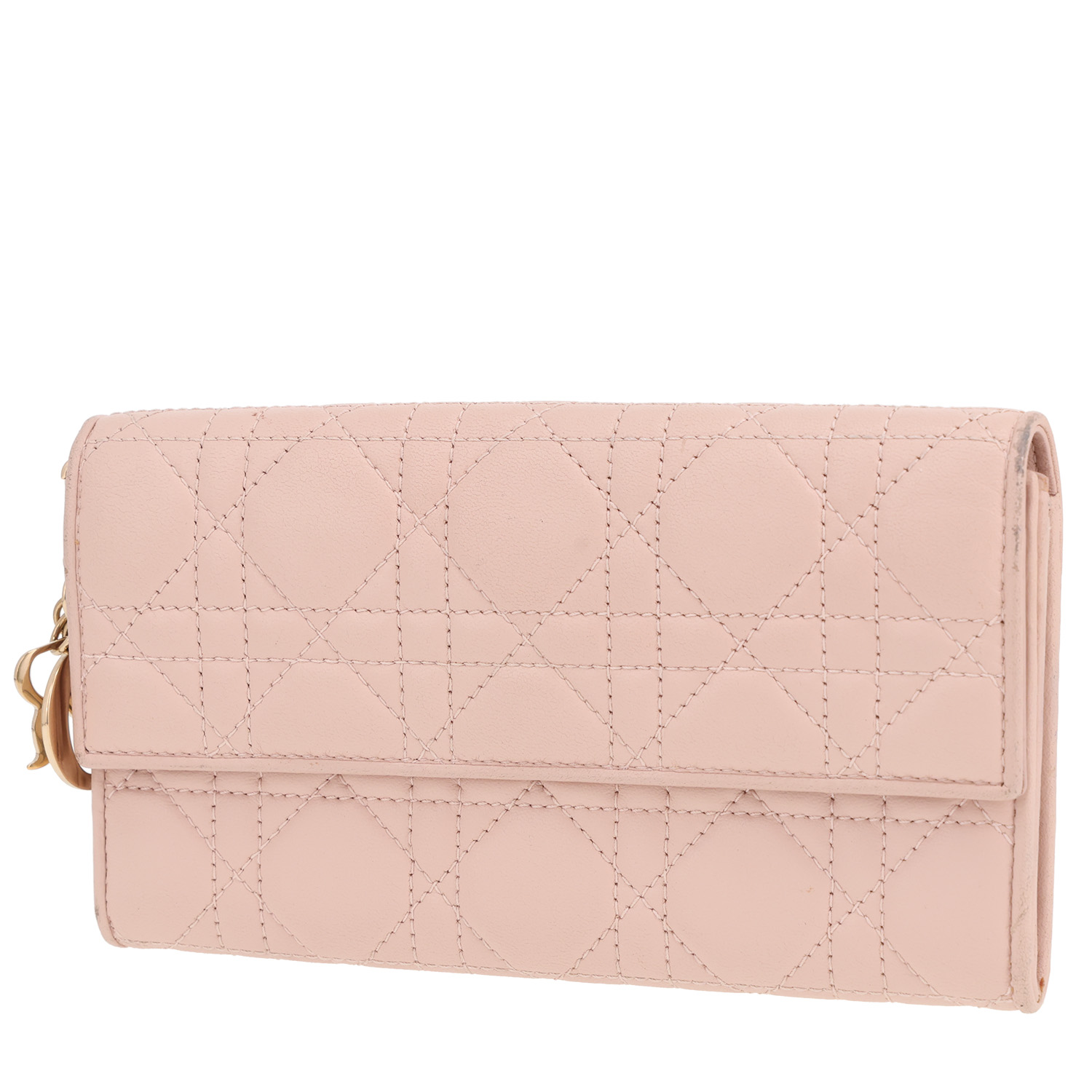 Dior Cannage wallet in pink leather