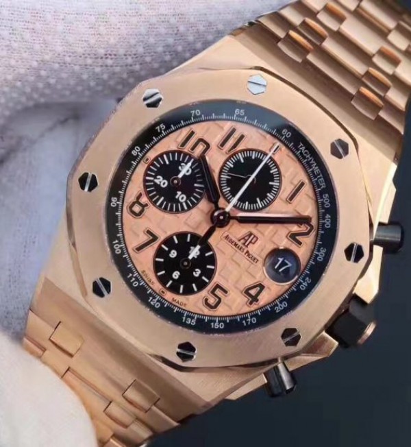 Replica Audemars Piguet JF Royal Oak Offshore Gold Theme 26470OR RG Bracelet A3126 - Elite Watch Atelier