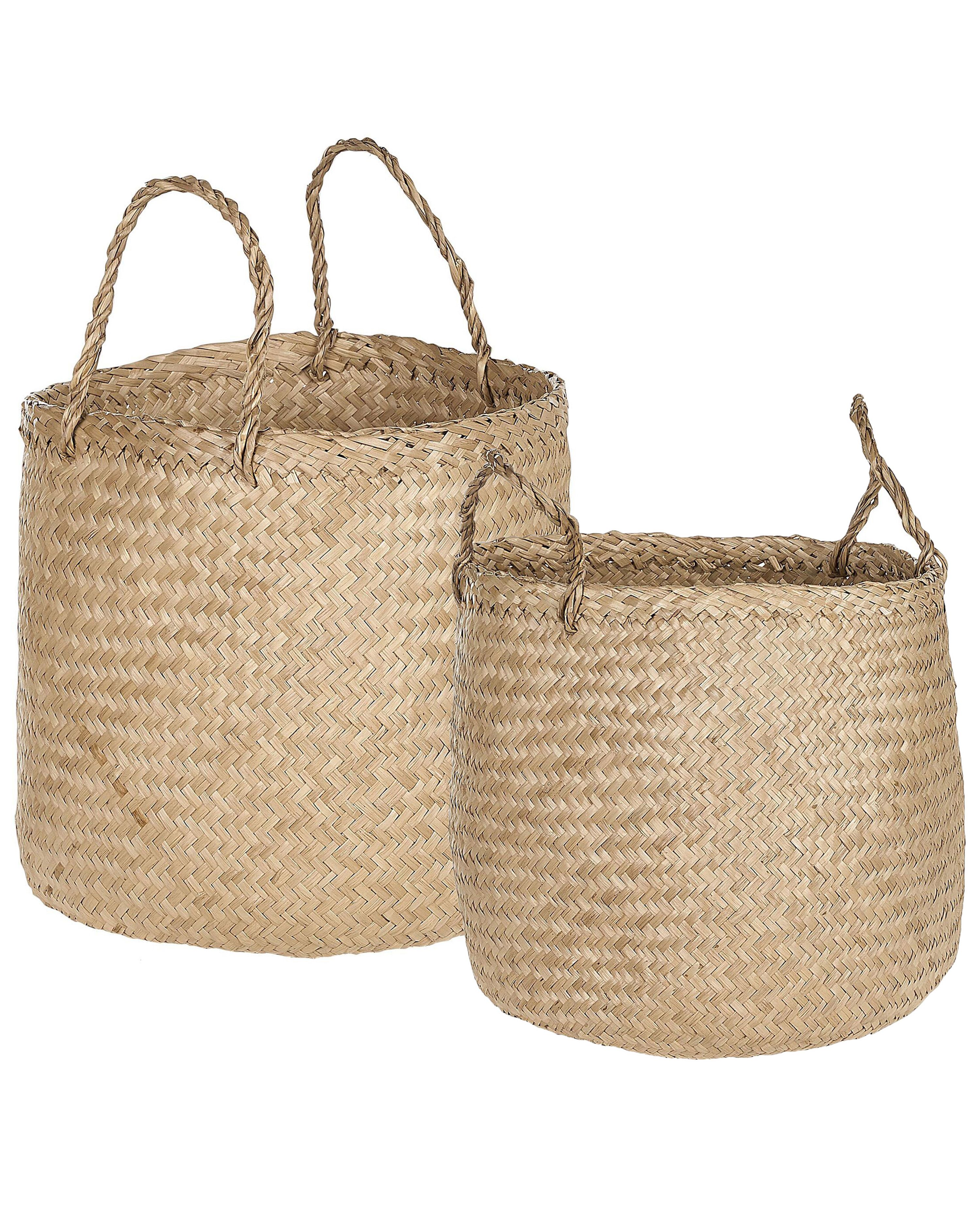 Set of 2 Baskets HALONG Seagrass Natural