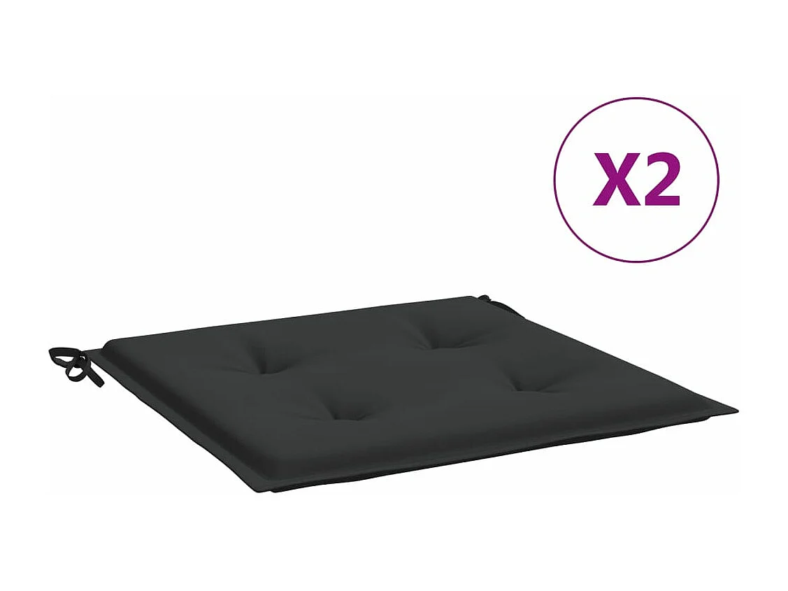 Coussins de chaise de jardin lot de 2 noir 50x50x3 cm