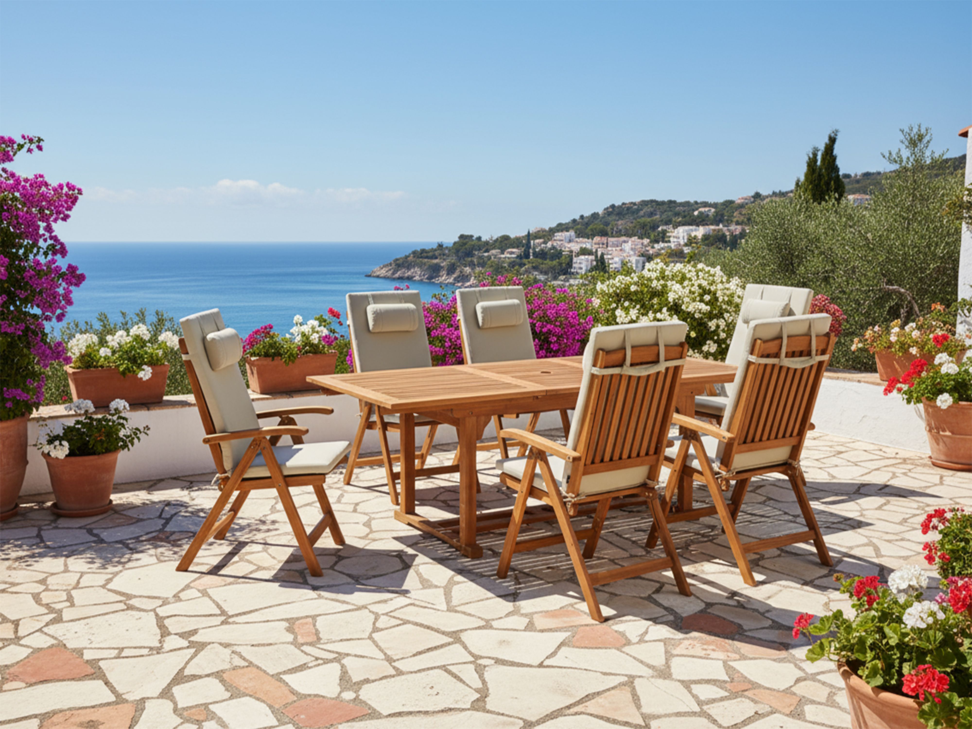 Garden Dining Set 6 Seater JAVA PREMIUM Acacia Wood Taupe