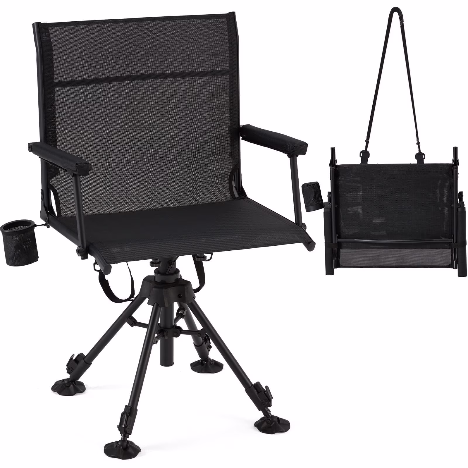 Danrelax 360�� Silent Camo Hunting Blind Chair, Armrests, Side Pouch, Telescopic Legs - Image 3