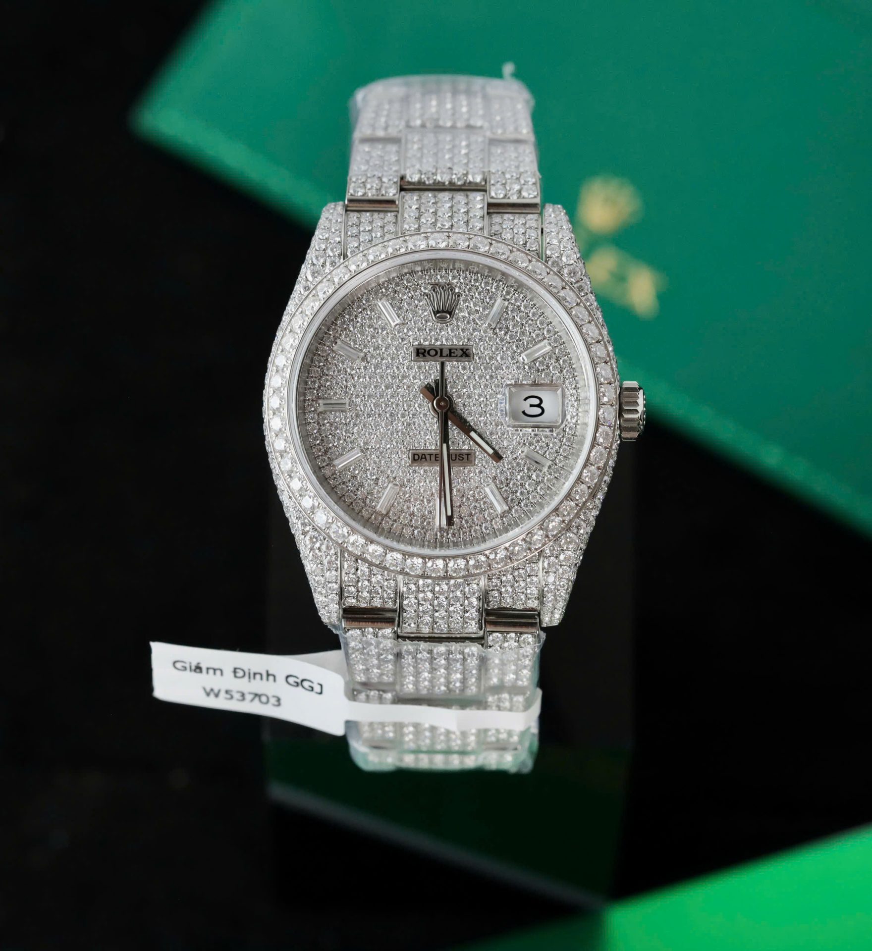 Rolex DateJust Replica Watch Diamonds Moissanite Hong Kong Custom 36mm - Elite Watch Atelier