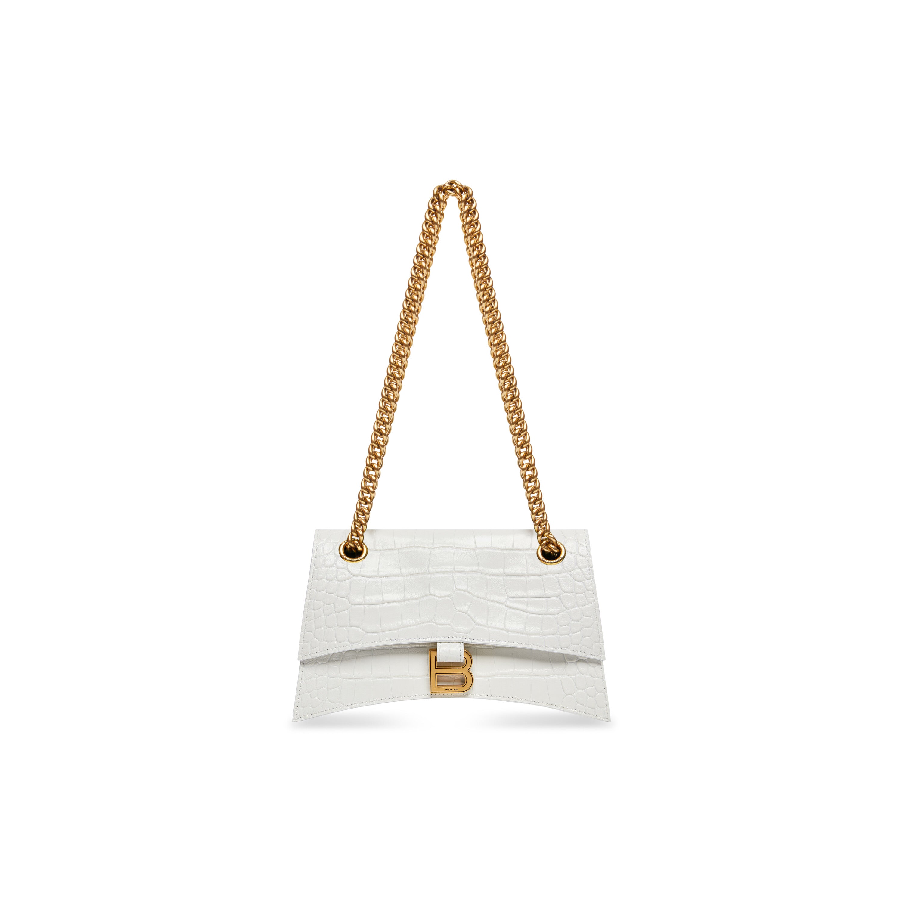 WOMEN'S CRUSH SMALL CHAIN BAG CROCODILE EMBOSSED IN OPTIC WHITE - Replicaclubs