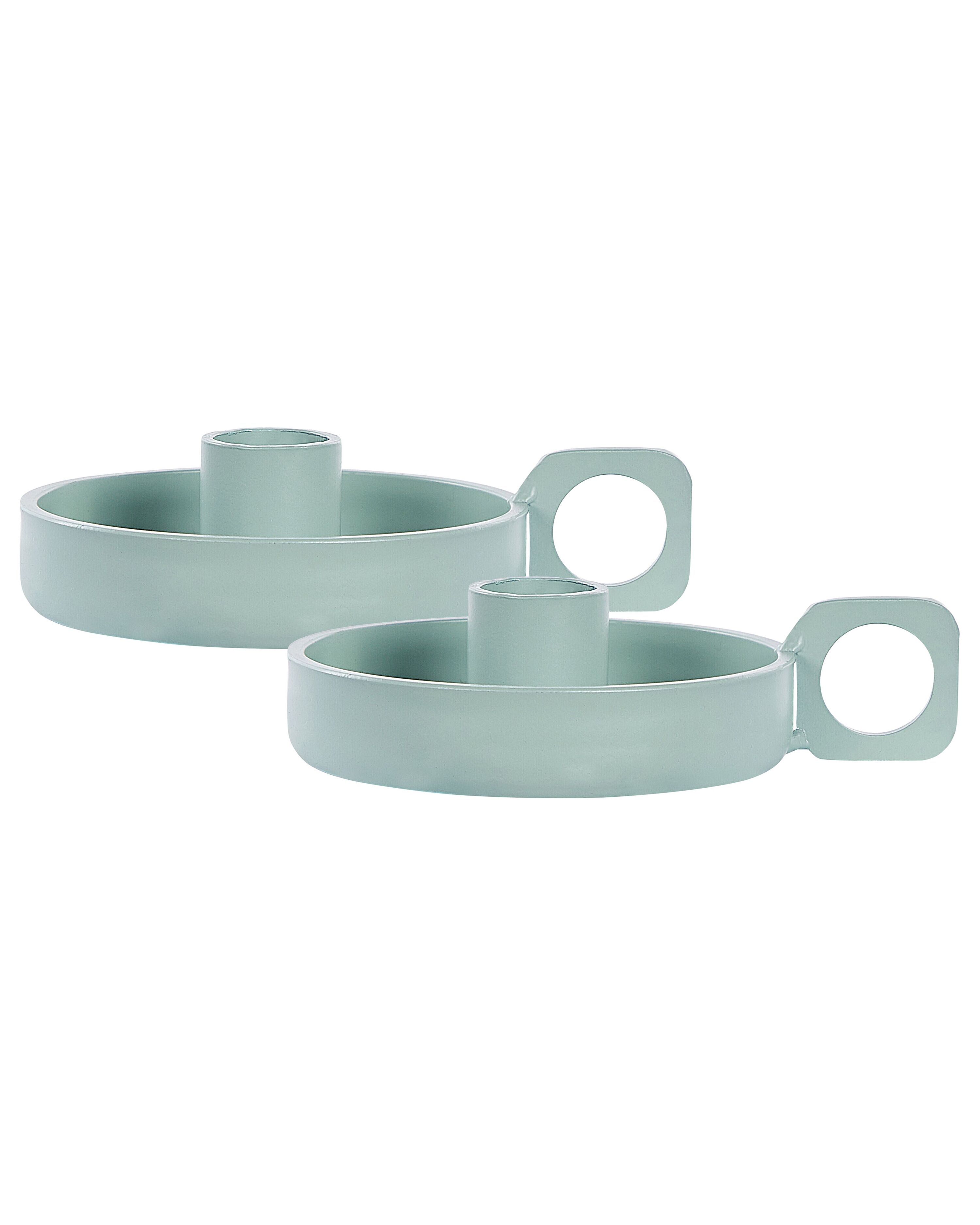 Set of 2 Candle Holders CHORIO Metal 4 cm Mint Green