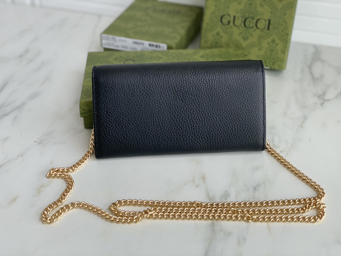 Replica Gucci Marmont Chain Wallet Beige/Black1:1High-quality replica